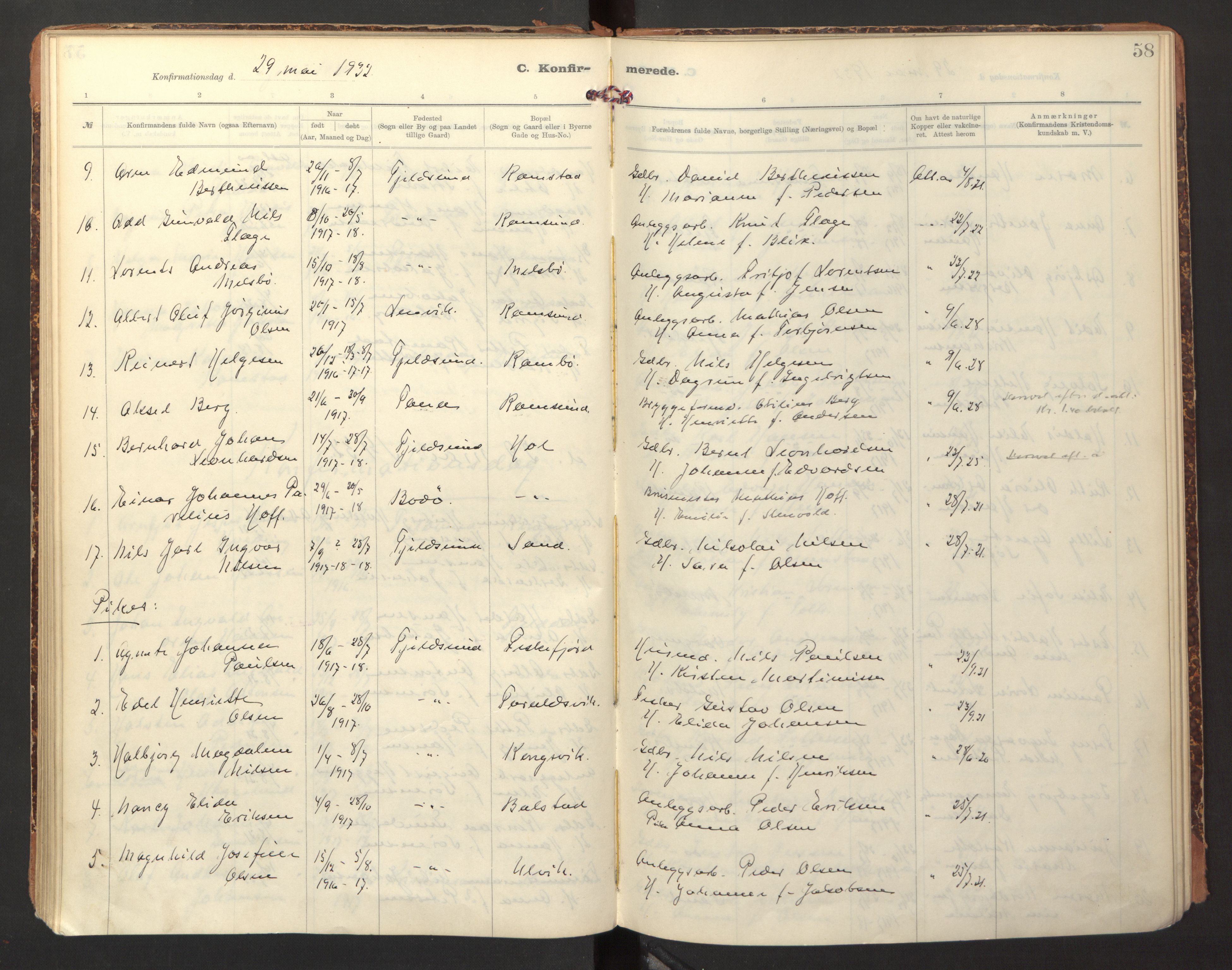 Ministerialprotokoller, klokkerbøker og fødselsregistre - Nordland, AV/SAT-A-1459/865/L0927: Ministerialbok nr. 865A05, 1911-1935, s. 58