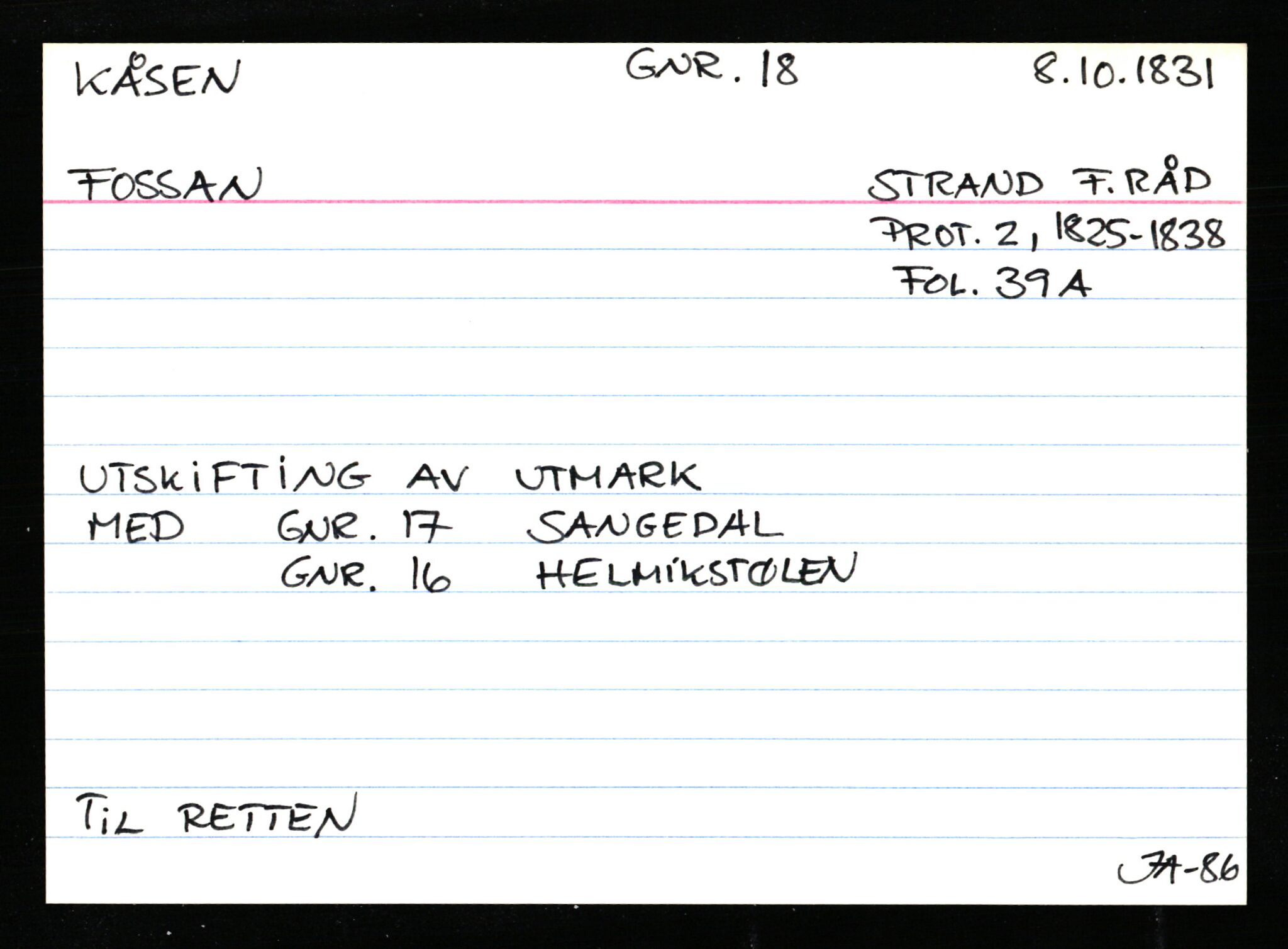 Statsarkivet i Stavanger, AV/SAST-A-101971/03/Y/Ym/L0033: Åstedskort sortert etter gårdsnavn: Kvelland - Lagestranden, 1600-1950, s. 619