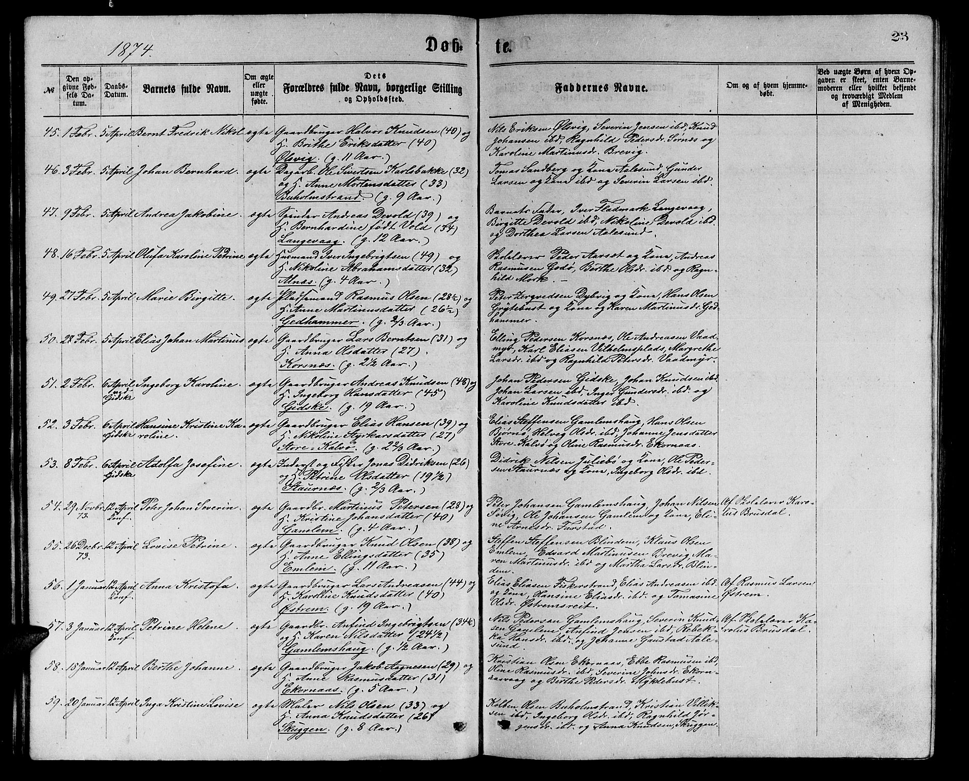 Ministerialprotokoller, klokkerbøker og fødselsregistre - Møre og Romsdal, SAT/A-1454/528/L0429: Klokkerbok nr. 528C10, 1872-1886, s. 23