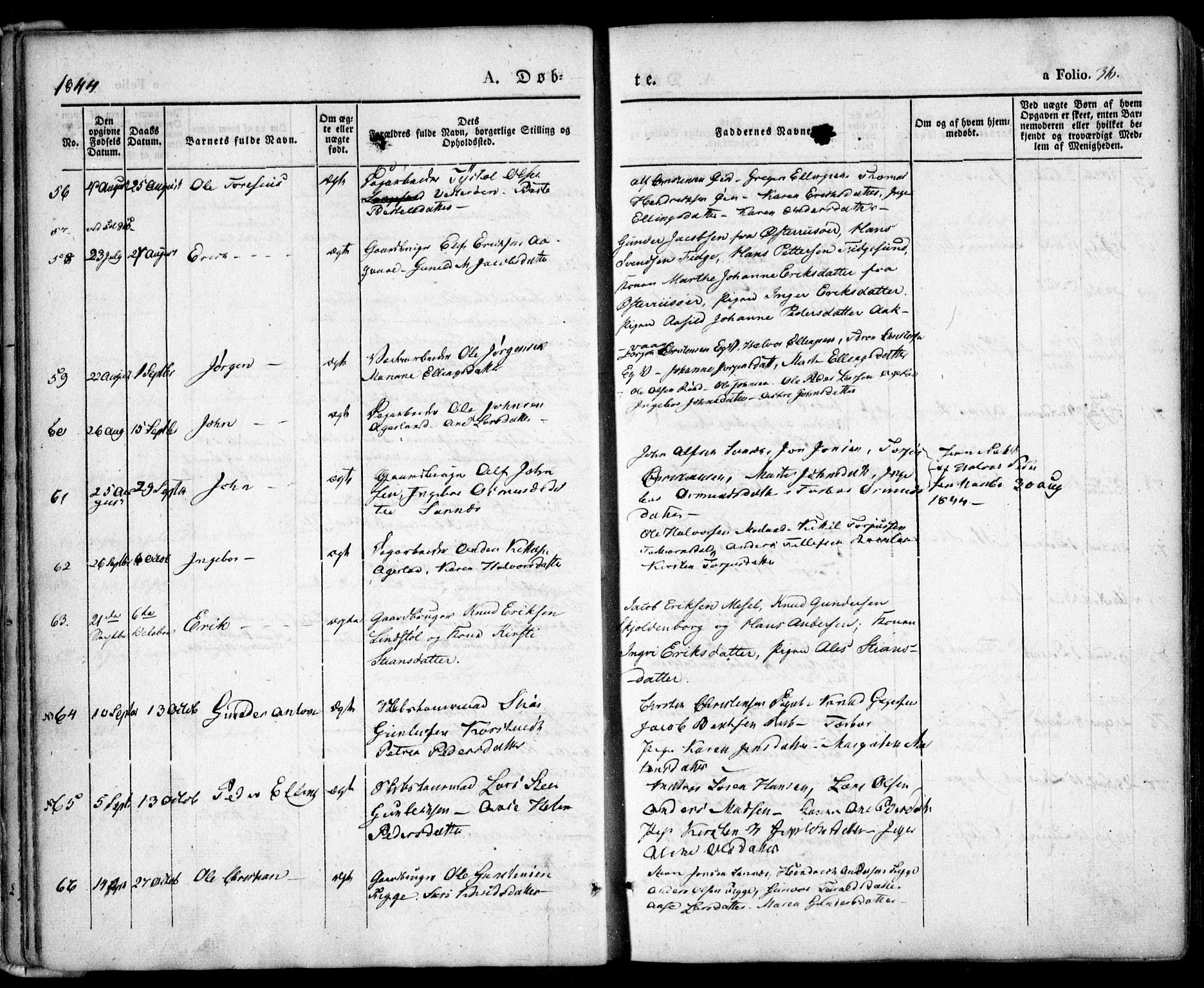 Søndeled sokneprestkontor, AV/SAK-1111-0038/F/Fa/L0002: Ministerialbok nr. A 2, 1839-1860, s. 36