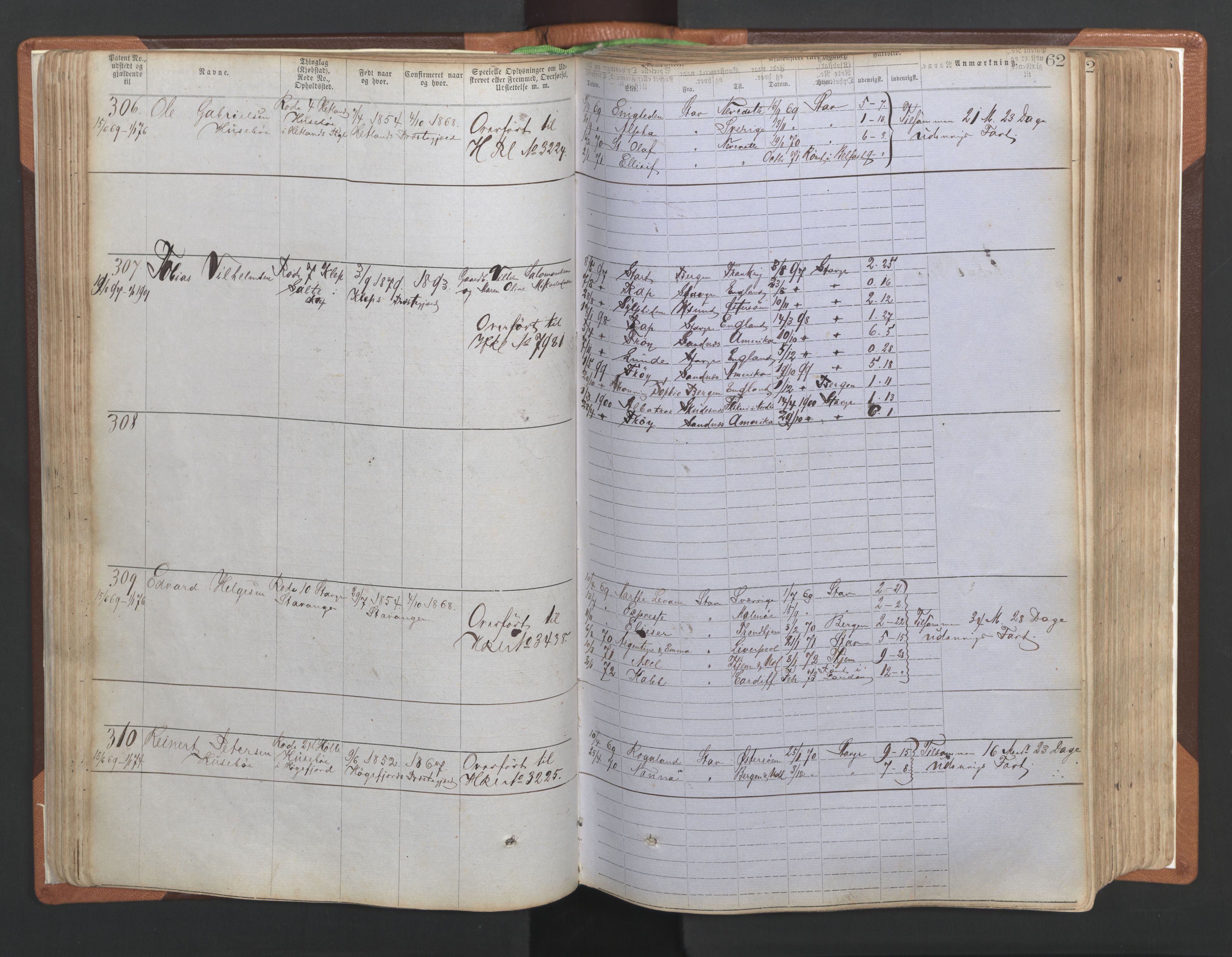 Stavanger sjømannskontor, SAST/A-102006/F/Ff/L0004: Annotasjonsrulle No. 1, patentnr. 1-1785 (del 1), 1869-1900, s. 65