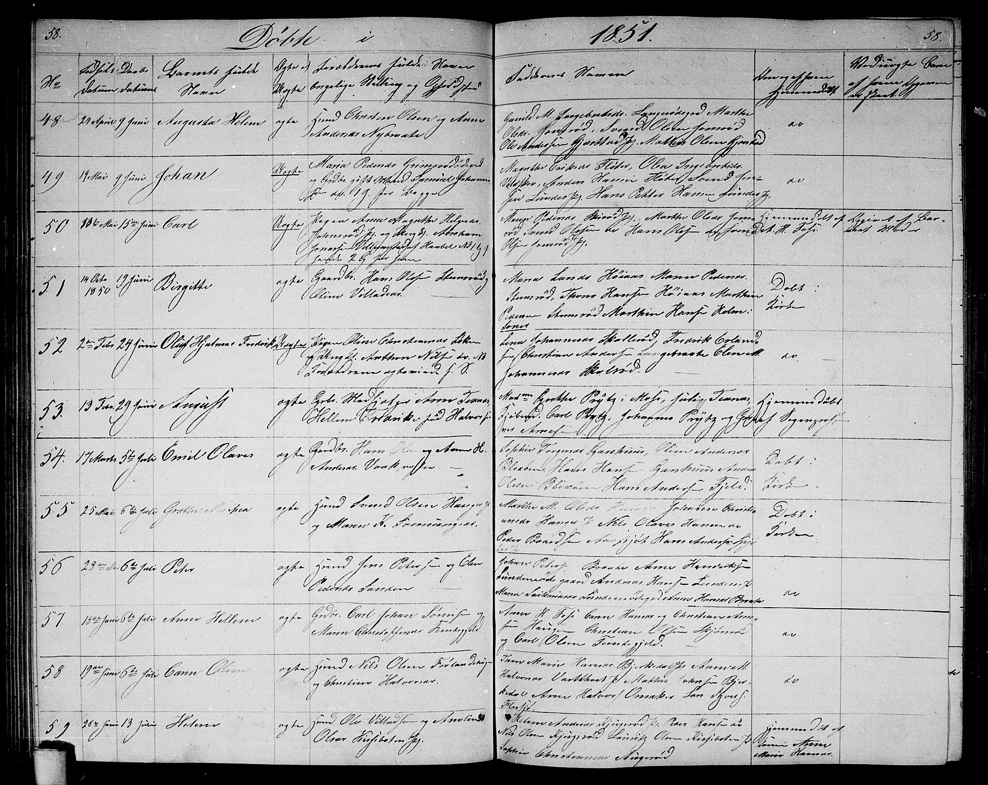 Våler prestekontor Kirkebøker, AV/SAO-A-11083/G/Ga/L0002: Klokkerbok nr. I 2, 1839-1860, s. 58