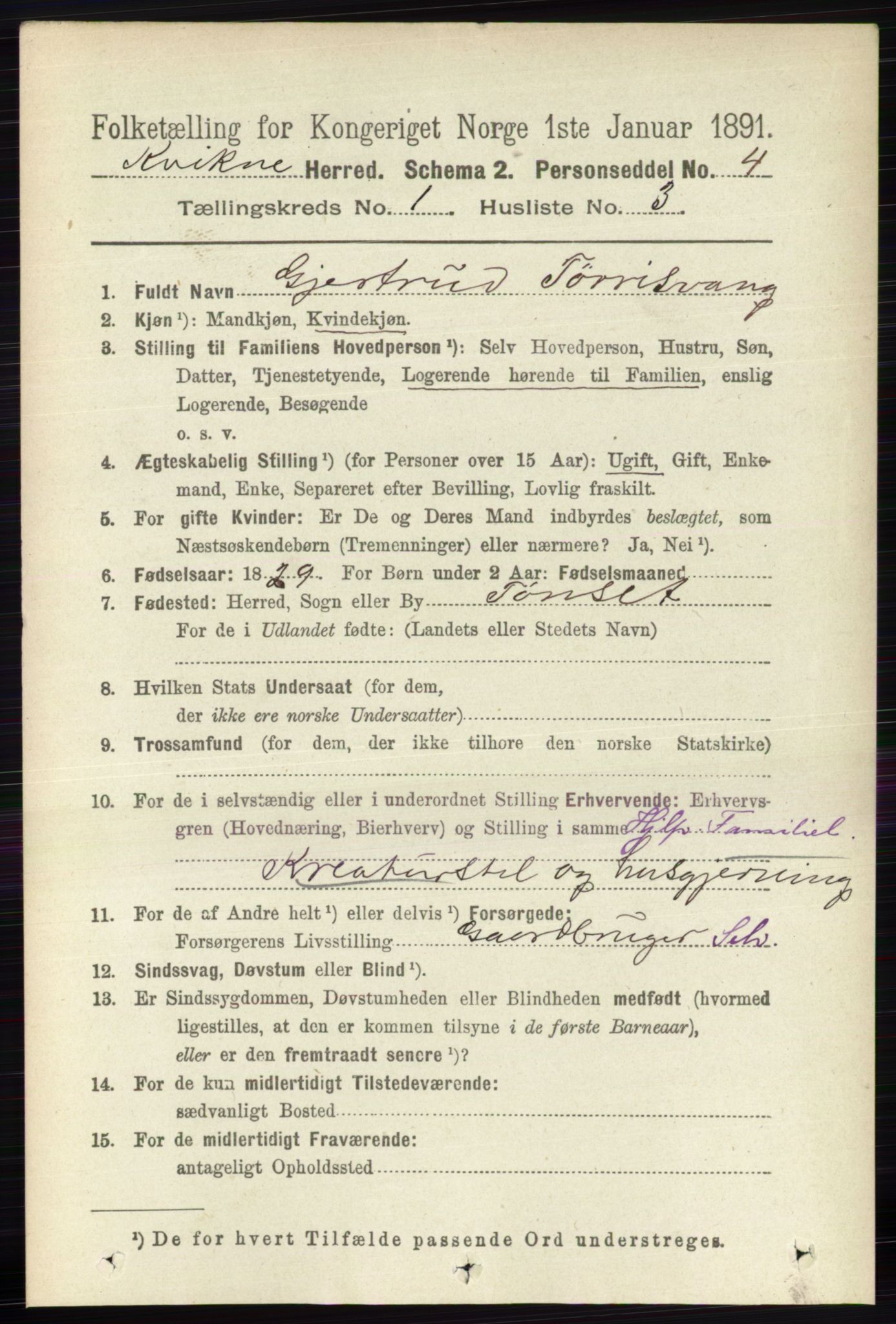 RA, Folketelling 1891 for 0440 Kvikne herred, 1891, s. 57