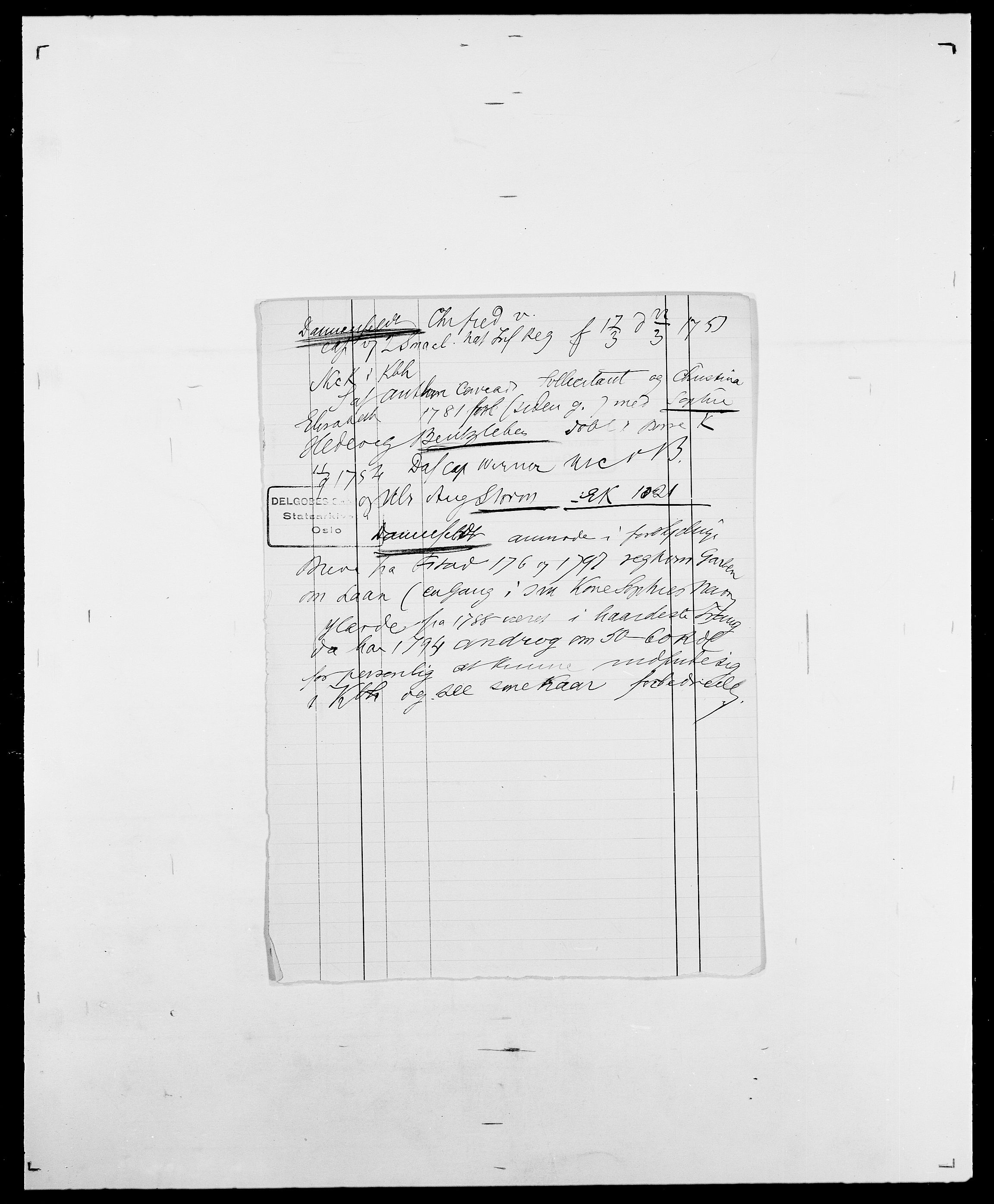 Delgobe, Charles Antoine - samling, AV/SAO-PAO-0038/D/Da/L0009: Dahl - v. Düren, s. 320