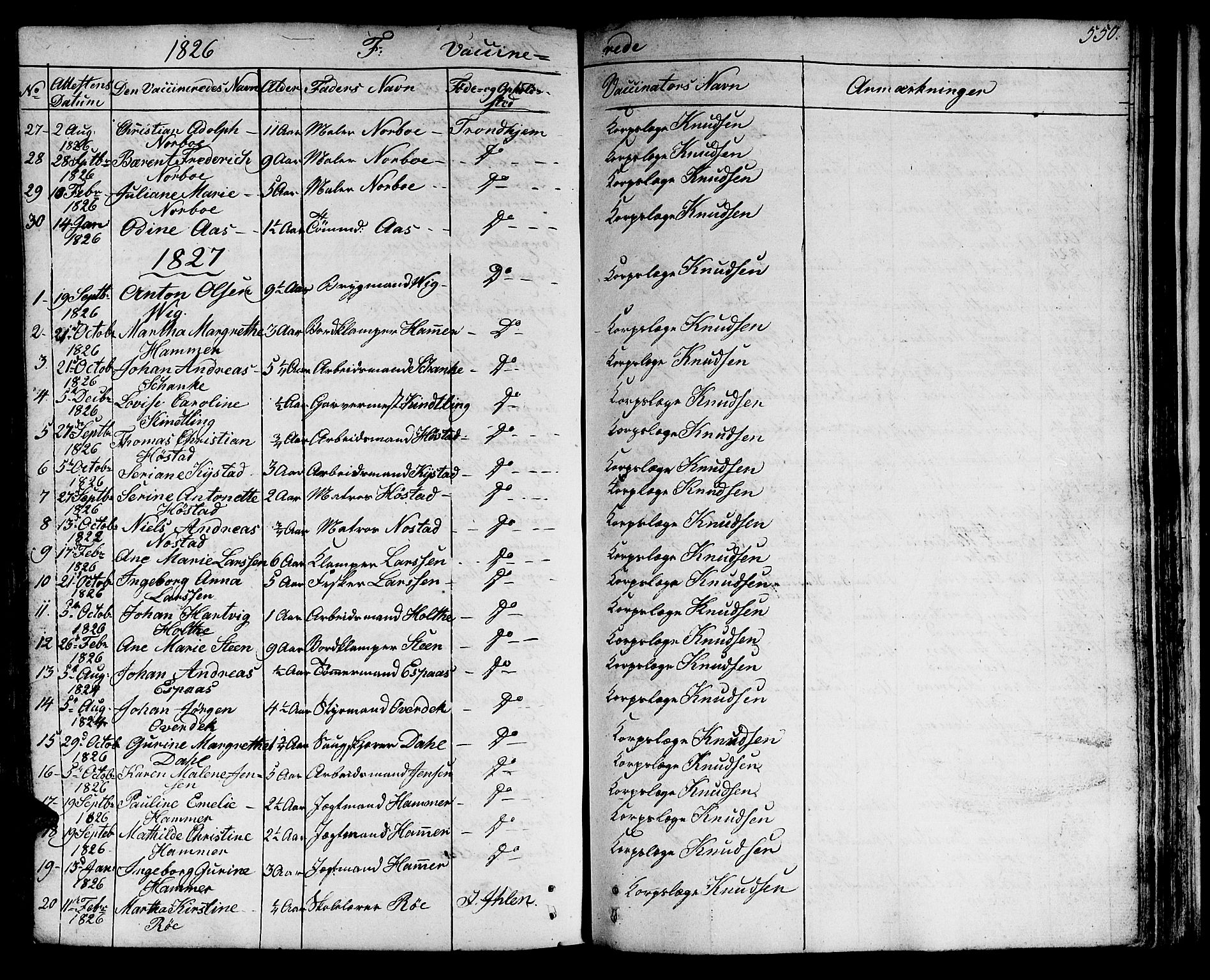 Ministerialprotokoller, klokkerbøker og fødselsregistre - Sør-Trøndelag, SAT/A-1456/601/L0045: Ministerialbok nr. 601A13, 1821-1831, s. 550