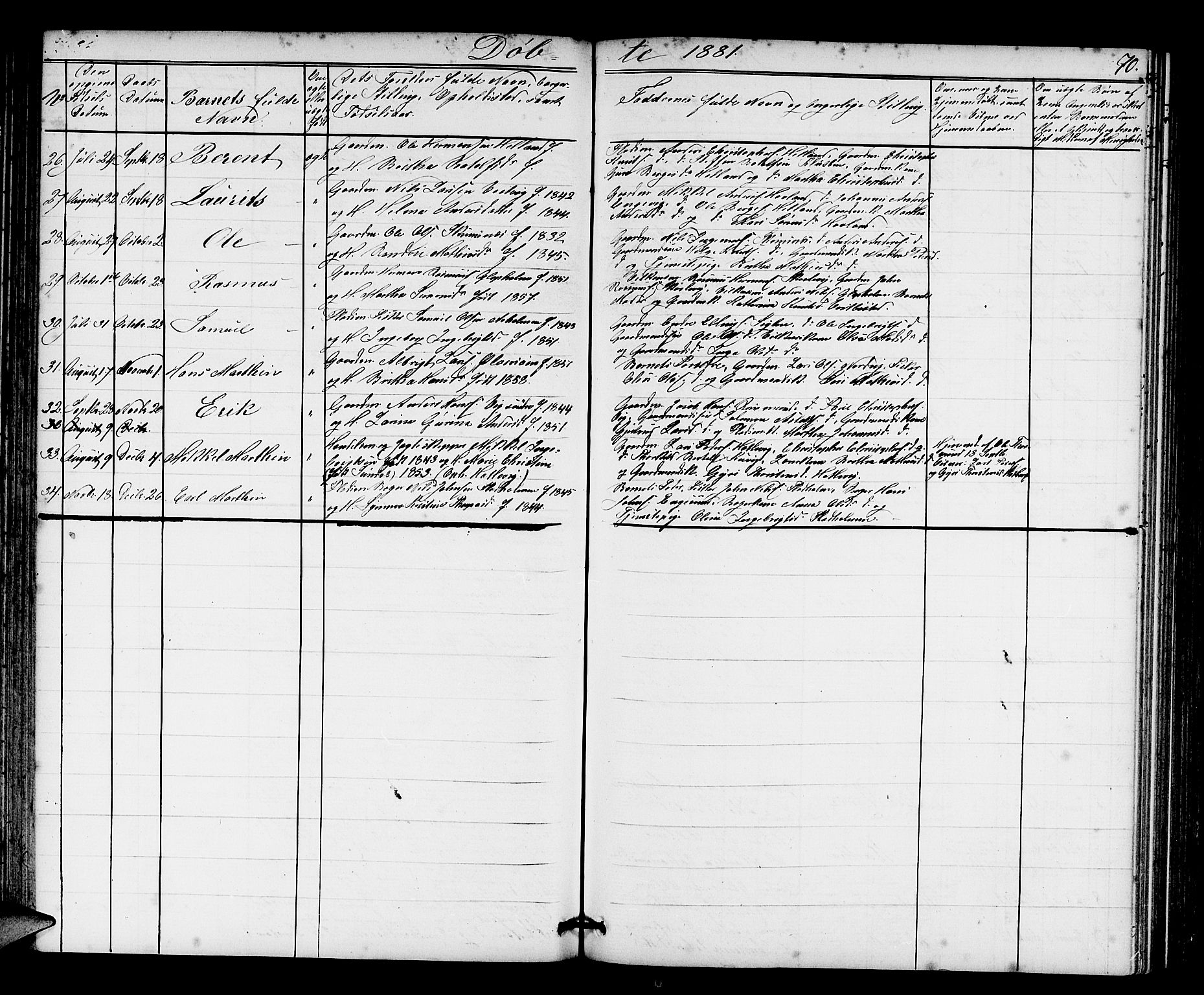 Fitjar sokneprestembete, AV/SAB-A-99926: Klokkerbok nr. A 1, 1864-1886, s. 70
