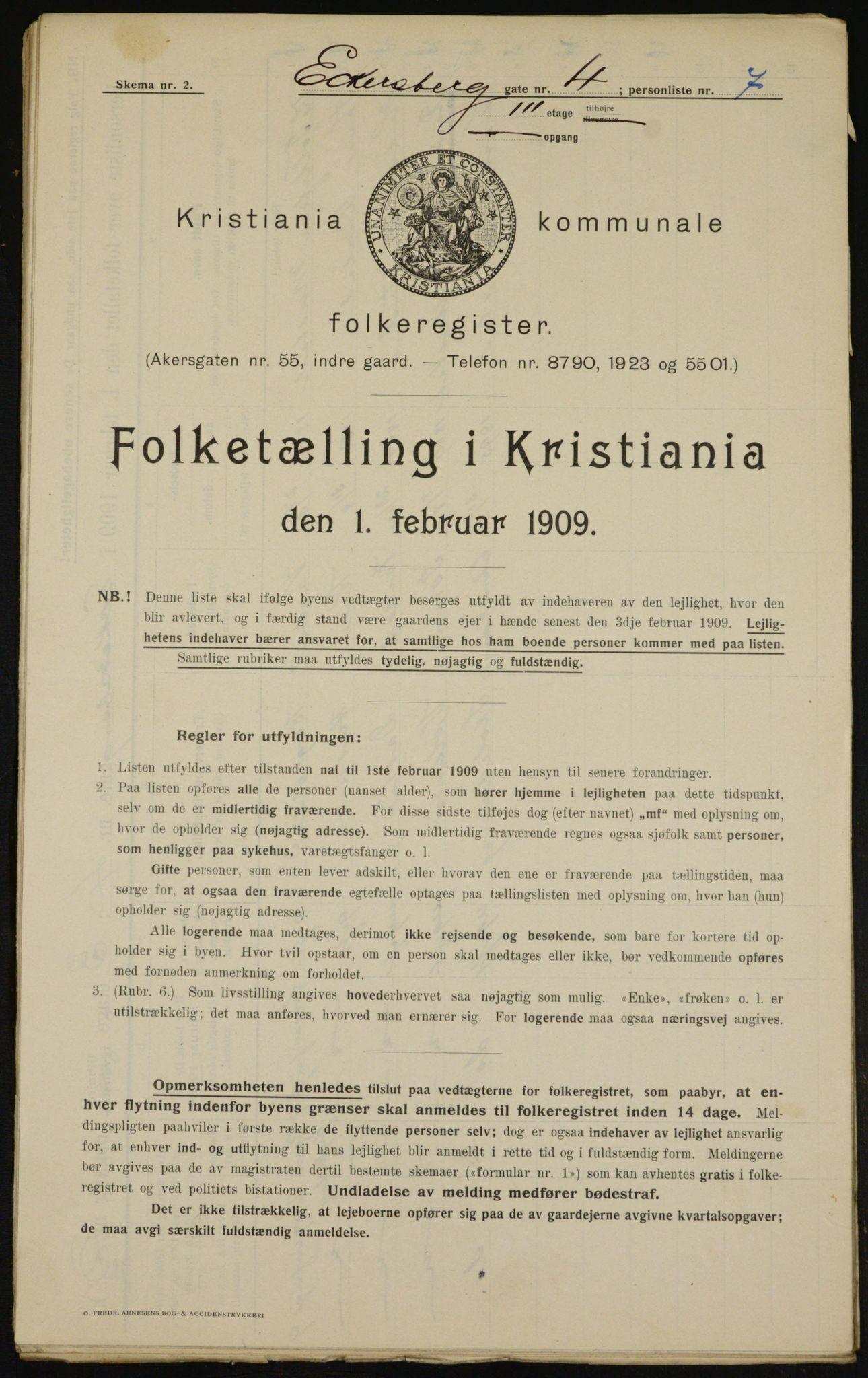 OBA, Kommunal folketelling 1.2.1909 for Kristiania kjøpstad, 1909, s. 16620