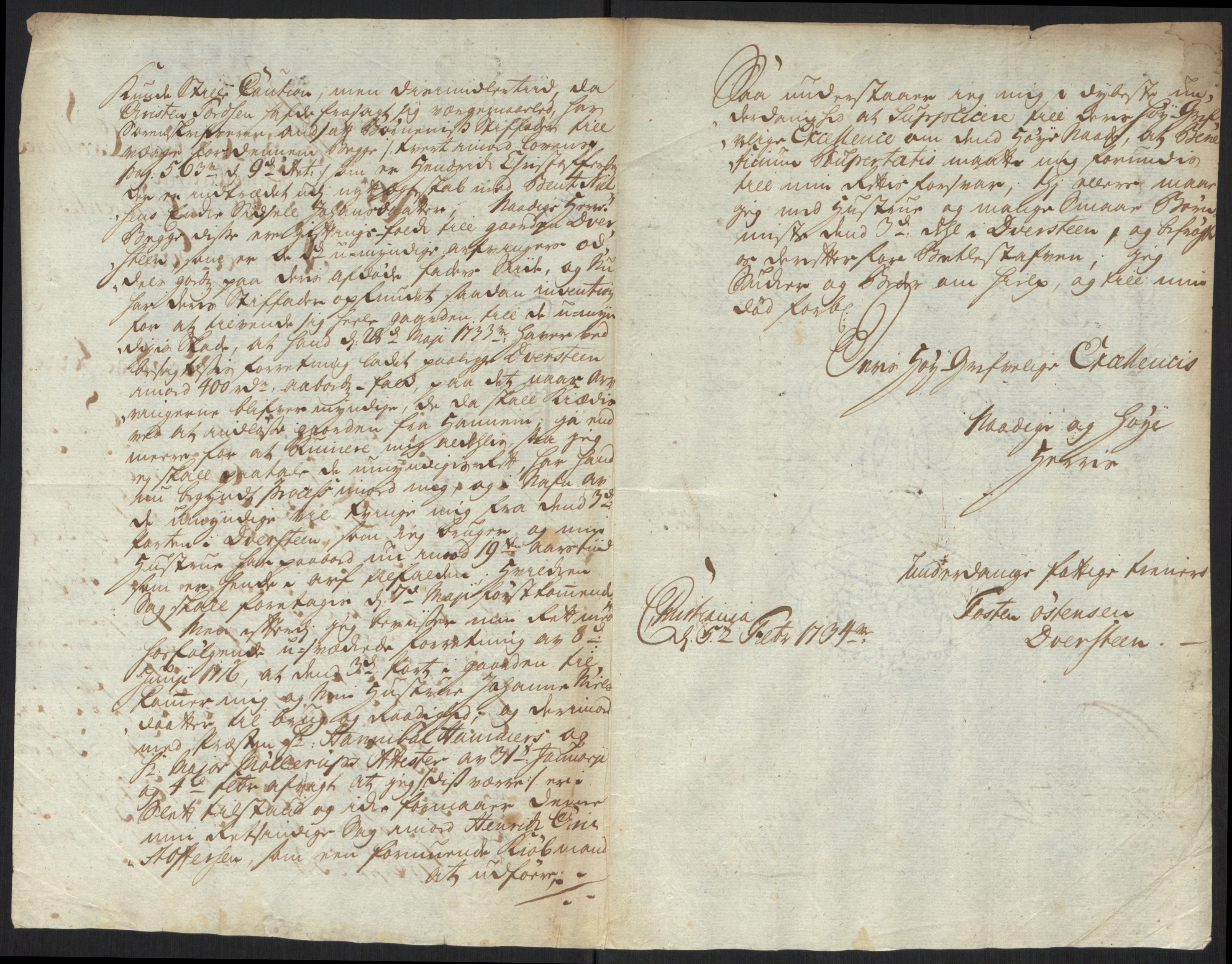 Stattholderembetet 1572-1771, AV/RA-EA-2870/Ef/L0107: Brev fra embetsmenn og andre, 1733-1734, s. 171