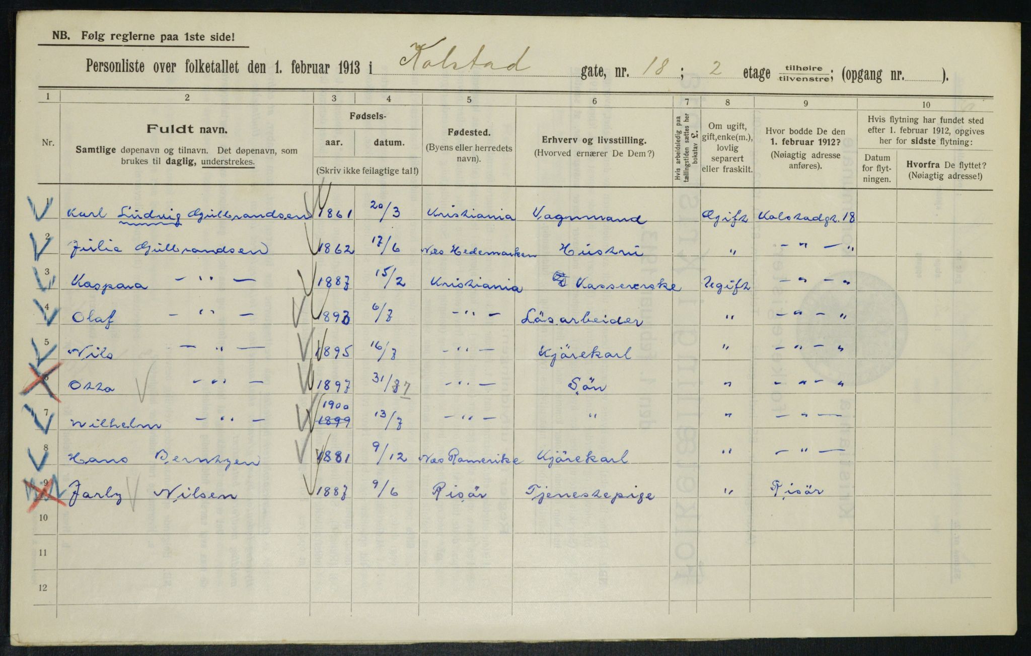 OBA, Kommunal folketelling 1.2.1913 for Kristiania, 1913, s. 52146