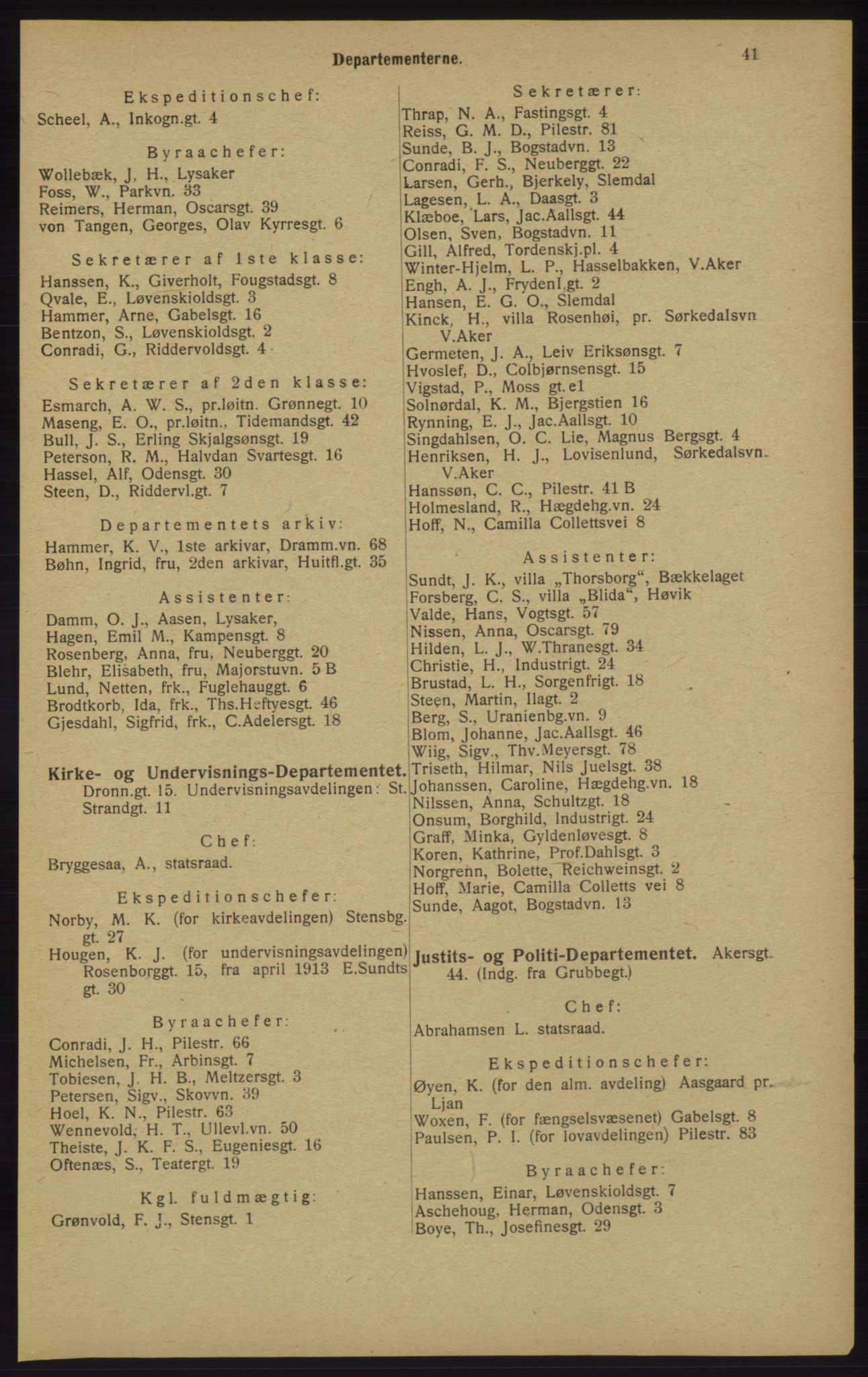 Kristiania/Oslo adressebok, PUBL/-, 1913, s. 43