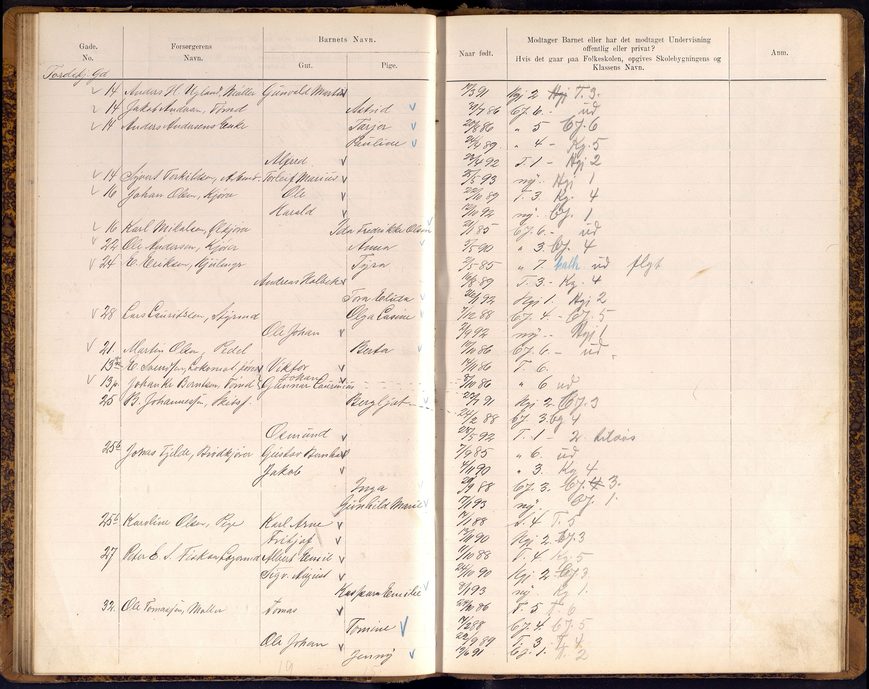 Kristiansand By - Skolekommisjonen/ -Styret, ARKSOR/1001KG510/J/Jb/L0009: Barnetelling, 1899