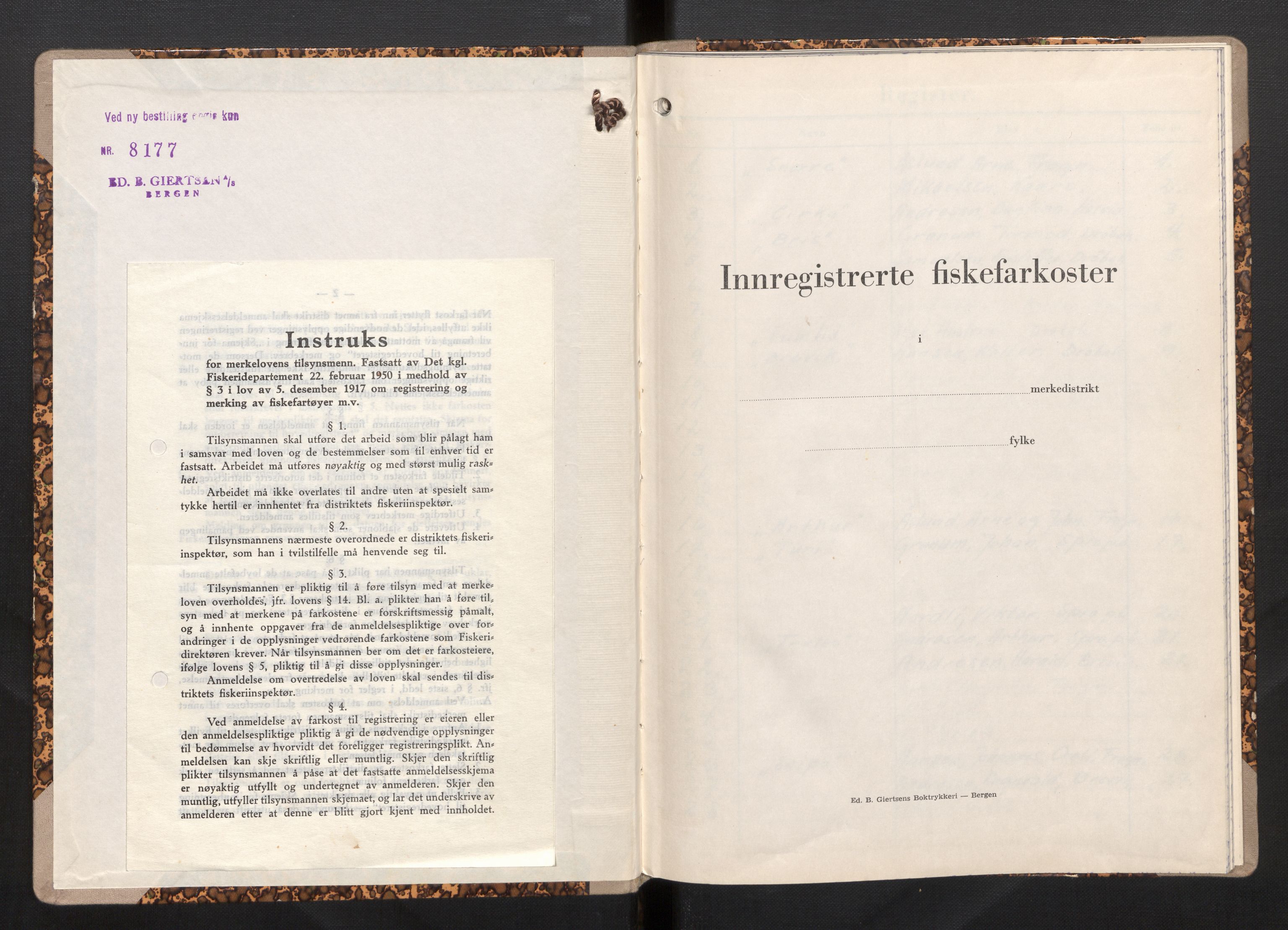 Fiskeridirektoratet - 1 Adm. ledelse - 13 Båtkontoret, SAB/A-2003/I/Ia/Iao/L0005: 135.1504/2 Merkeprotokoll - Frogn, 1962-1964