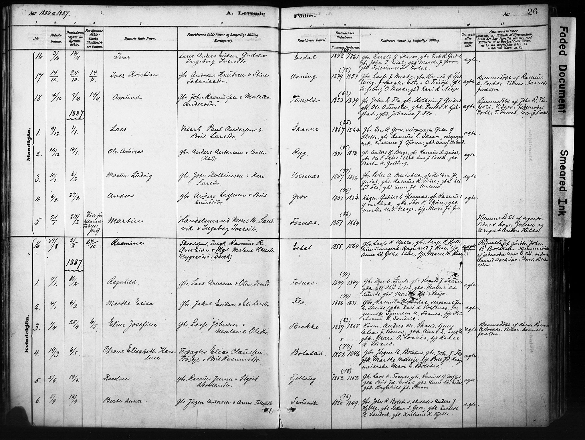 Stryn Sokneprestembete, AV/SAB-A-82501: Ministerialbok nr. D 1, 1878-1907, s. 26