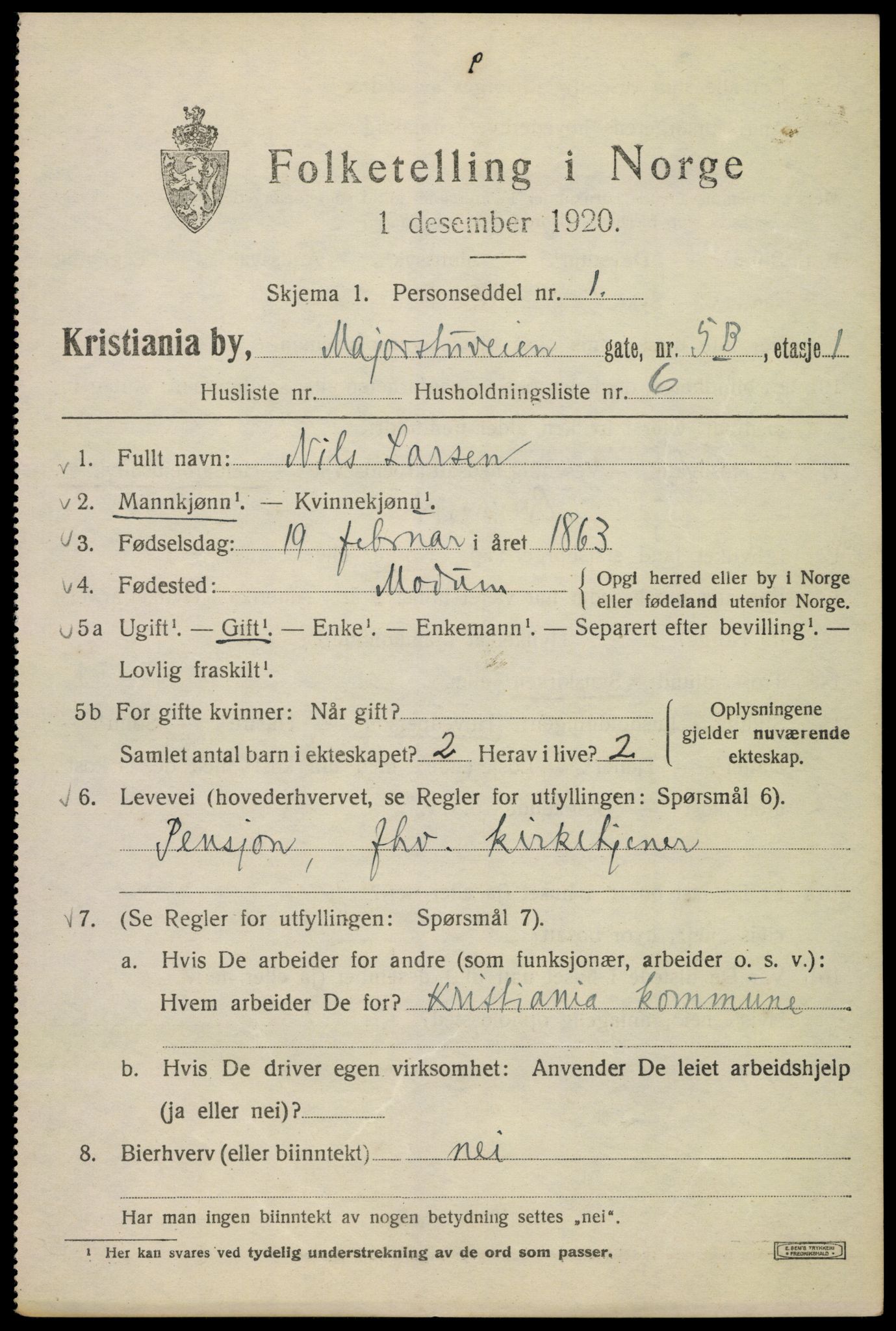 SAO, Folketelling 1920 for 0301 Kristiania kjøpstad, 1920, s. 371591