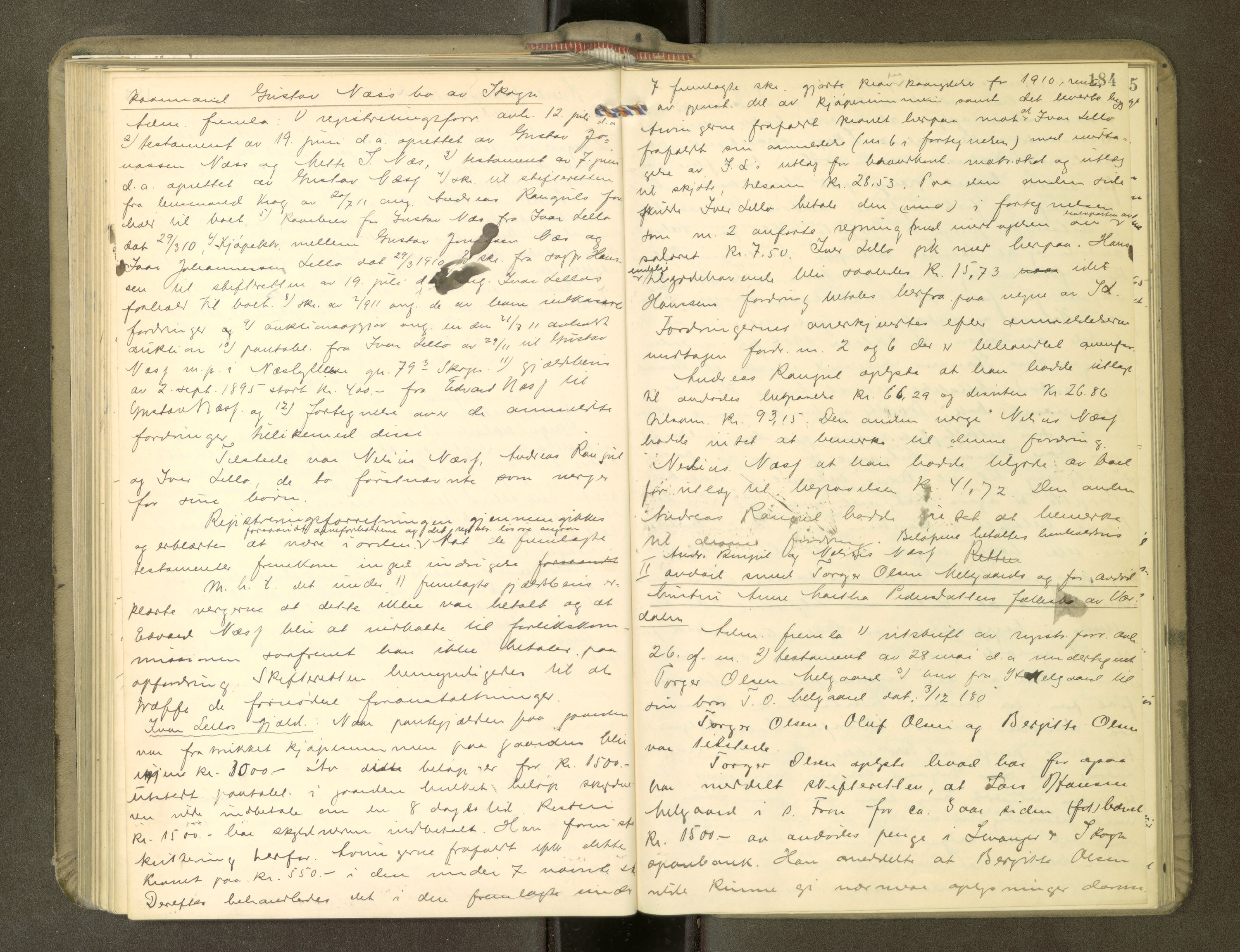 Stjør- og Verdal sorenskriveri, AV/SAT-A-4167/1/3/3B/L0011: Skifteforhandlingsprotokoll, 1909-1912, s. 184