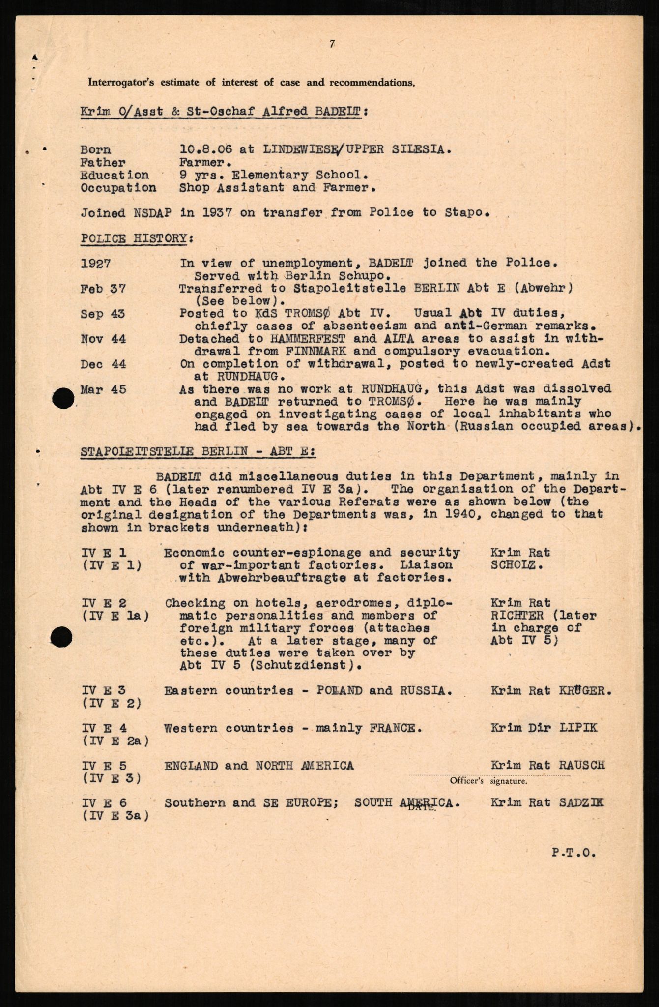 Forsvaret, Forsvarets overkommando II, AV/RA-RAFA-3915/D/Db/L0001: CI Questionaires. Tyske okkupasjonsstyrker i Norge. Tyskere., 1945-1946, s. 545