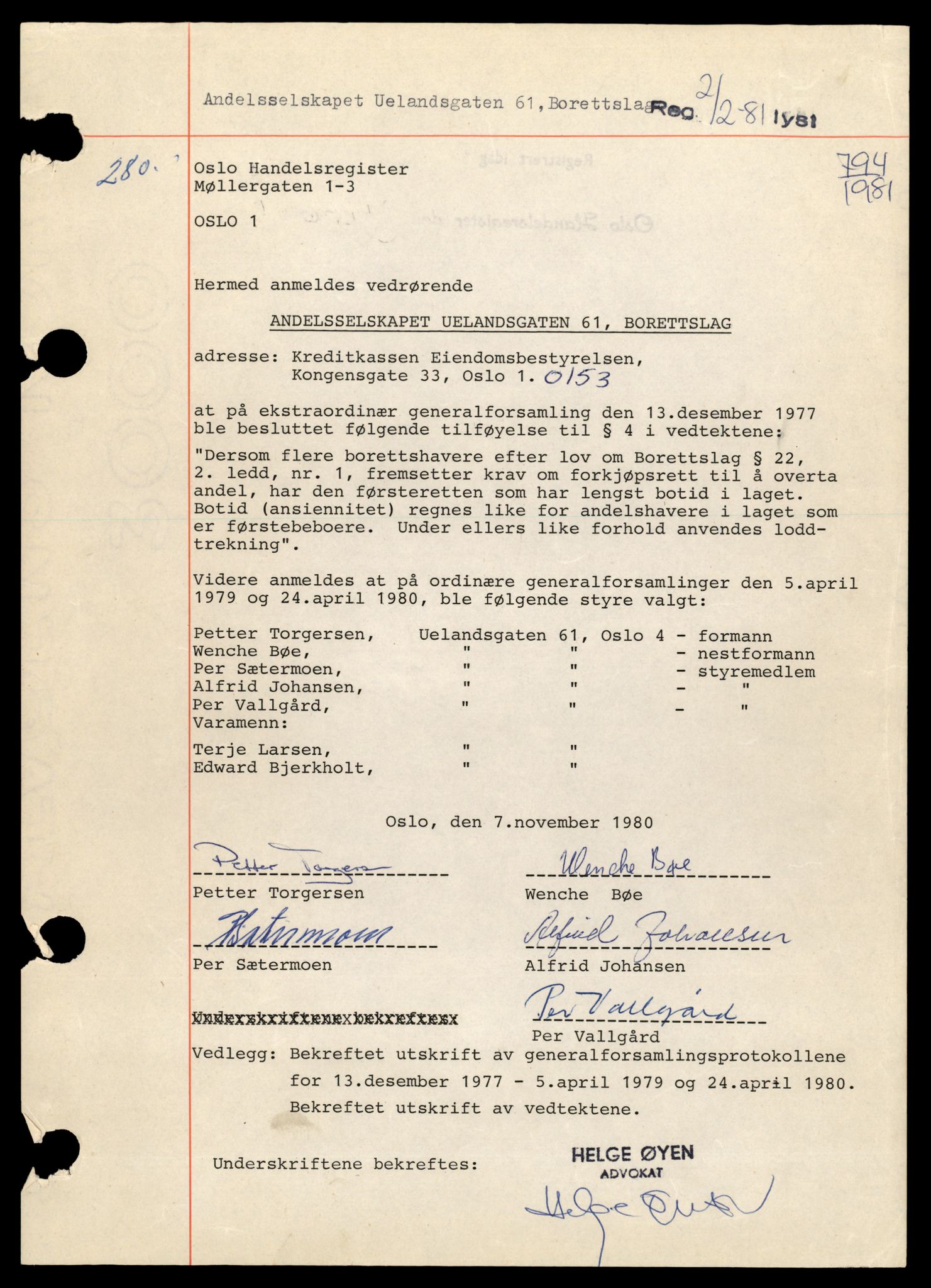 Oslo byfogd, Handelsregisteret, SAT/A-10867/G/Gb/Gba/L0219: Andelslag og borettslag, U-Ves, 1944-1990