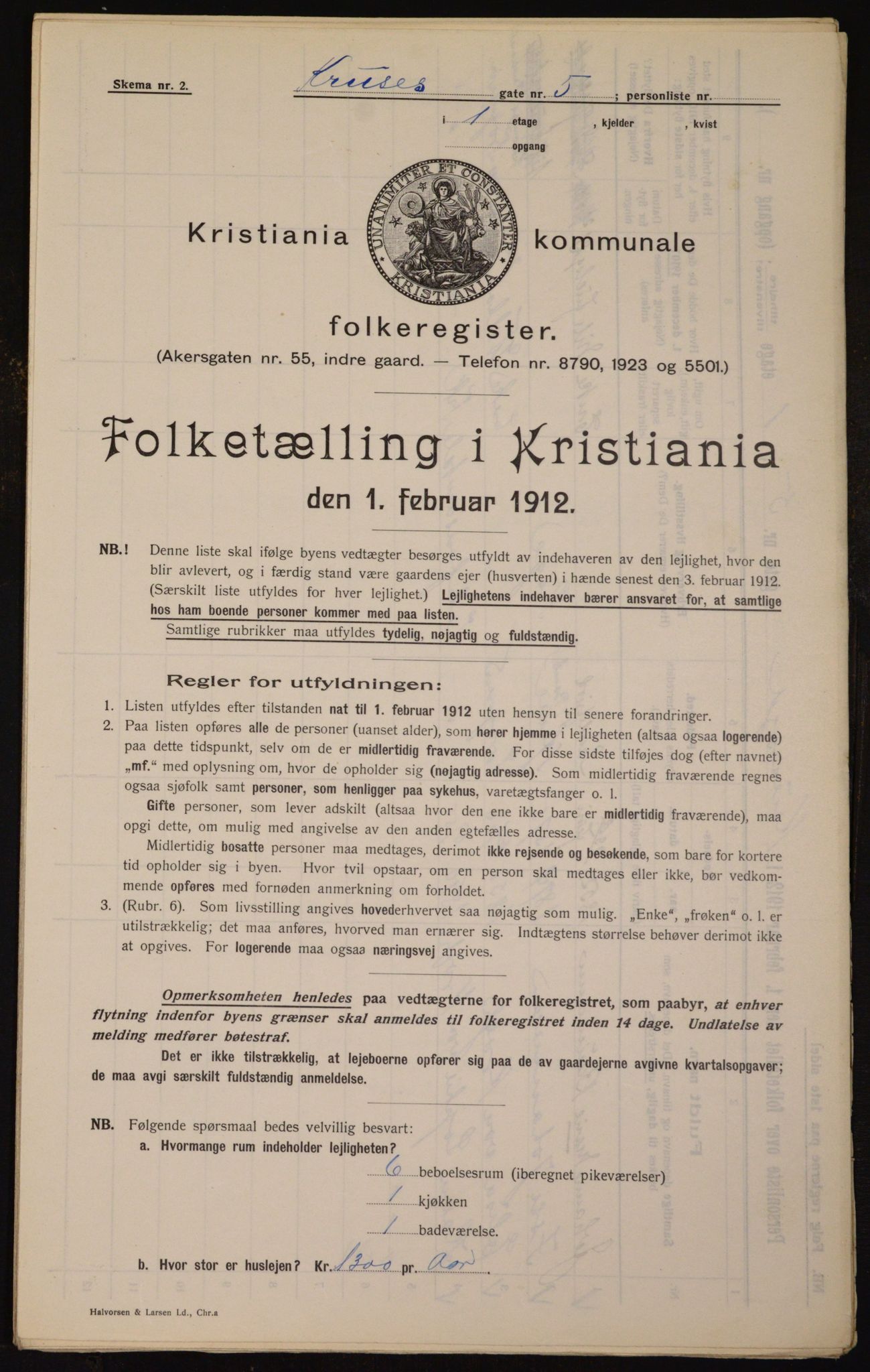 OBA, Kommunal folketelling 1.2.1912 for Kristiania, 1912, s. 55226