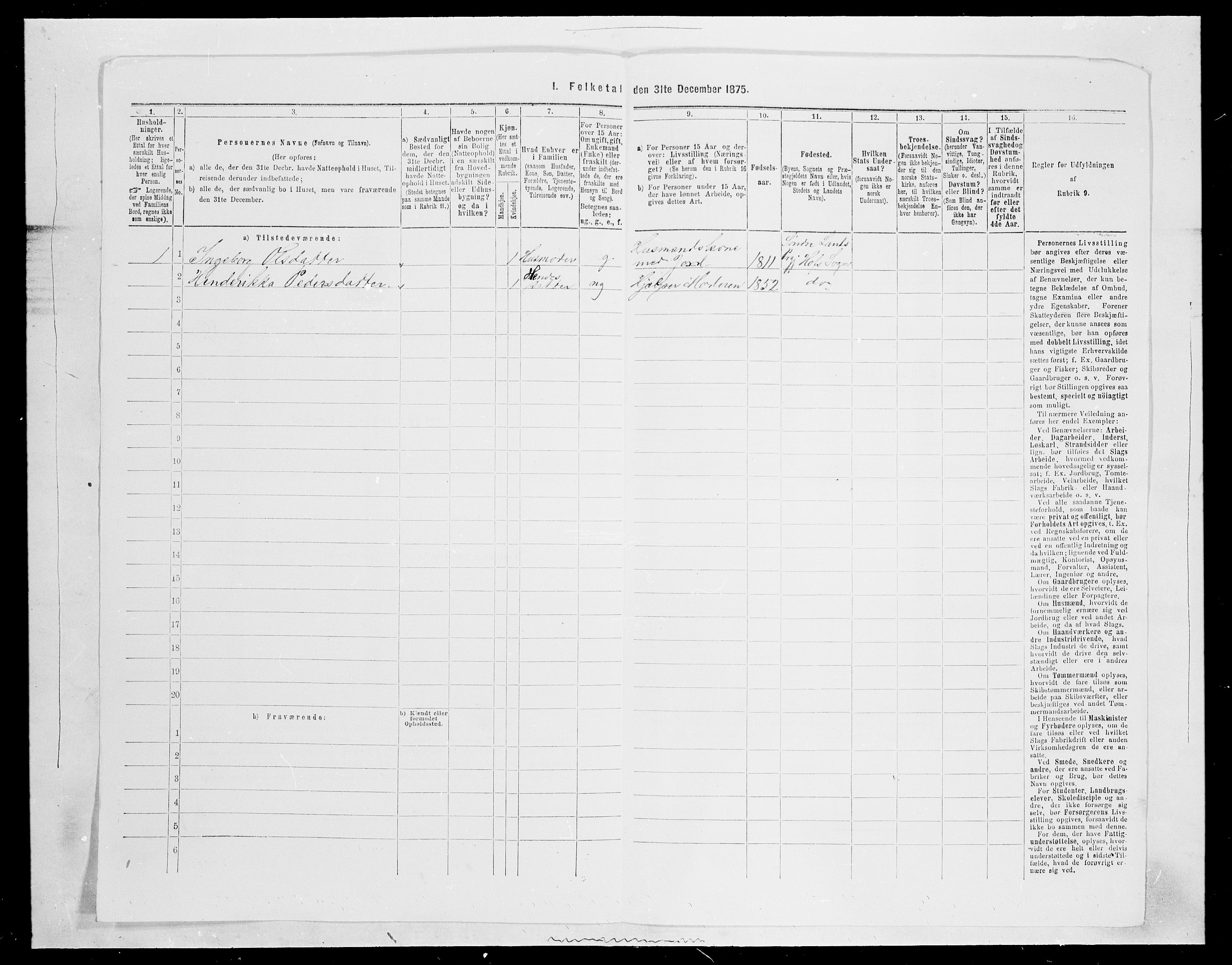 SAH, Folketelling 1875 for 0536P Søndre Land prestegjeld, 1875, s. 1193