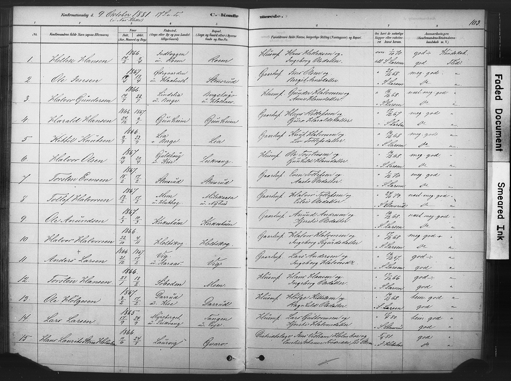 Sauherad kirkebøker, AV/SAKO-A-298/F/Fb/L0002: Ministerialbok nr. II 2, 1878-1901, s. 103