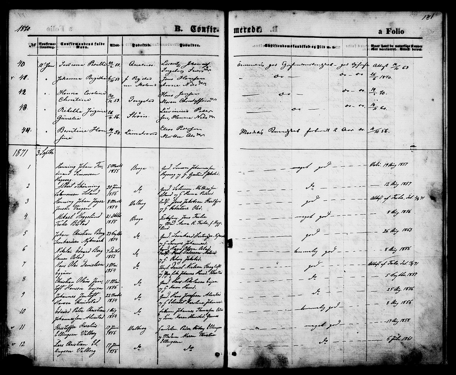 Ministerialprotokoller, klokkerbøker og fødselsregistre - Nordland, SAT/A-1459/880/L1132: Ministerialbok nr. 880A06, 1869-1887, s. 181