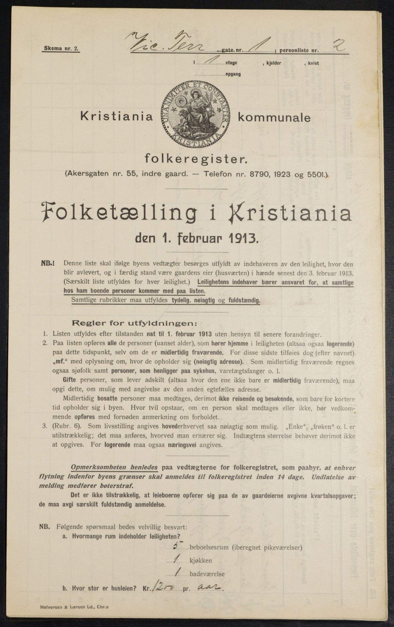 OBA, Kommunal folketelling 1.2.1913 for Kristiania, 1913, s. 123347