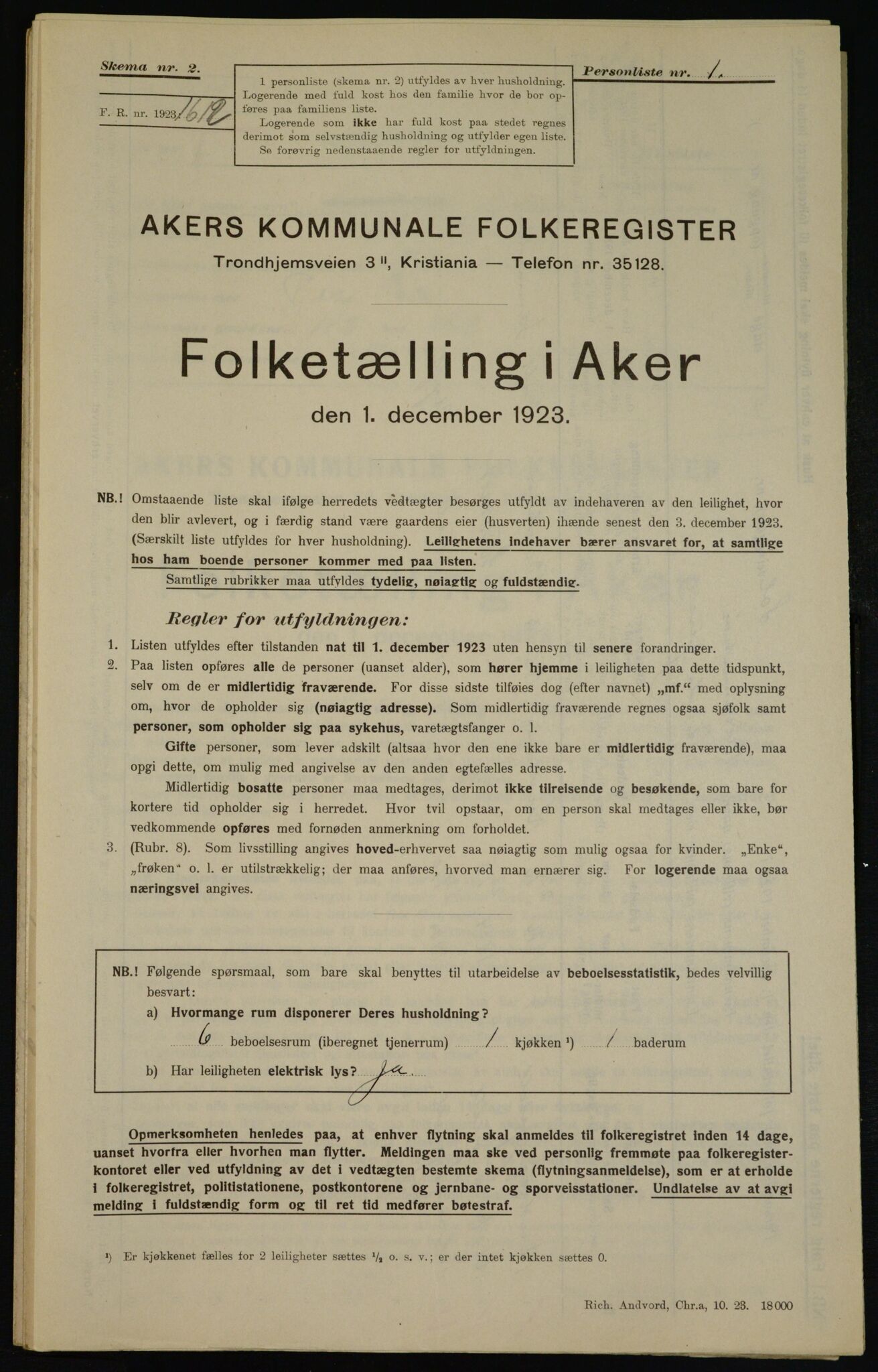 , Kommunal folketelling 1.12.1923 for Aker, 1923, s. 45788