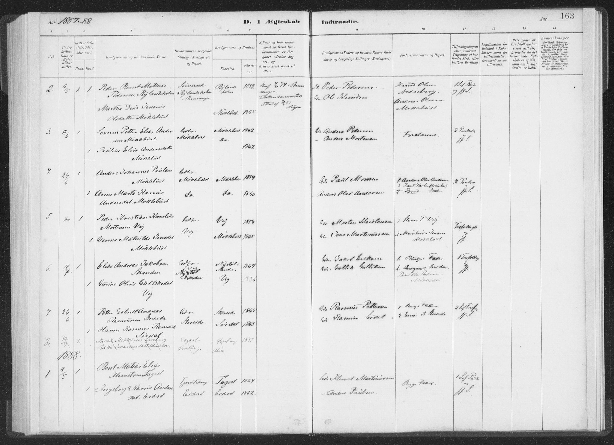 Ministerialprotokoller, klokkerbøker og fødselsregistre - Møre og Romsdal, SAT/A-1454/502/L0025: Ministerialbok nr. 502A03, 1885-1909, s. 163