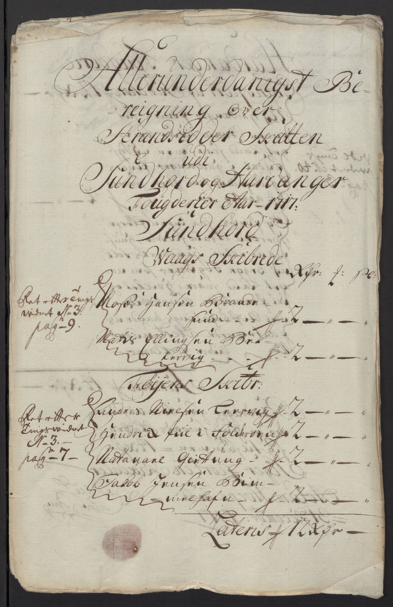 Rentekammeret inntil 1814, Reviderte regnskaper, Fogderegnskap, RA/EA-4092/R48/L2994: Fogderegnskap Sunnhordland og Hardanger, 1717, s. 59