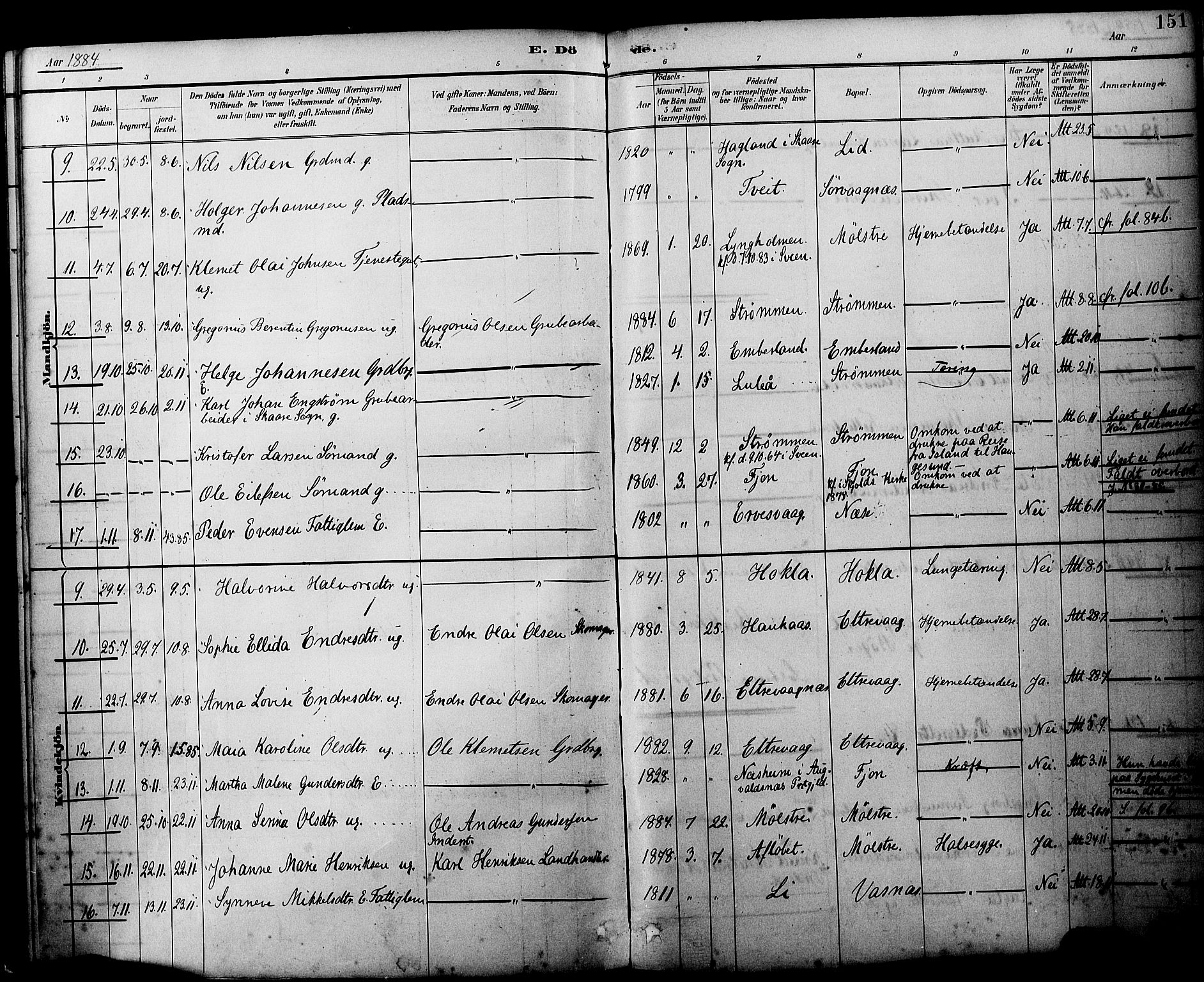 Sveio Sokneprestembete, AV/SAB-A-78501/H/Haa: Ministerialbok nr. B 2, 1883-1894, s. 151