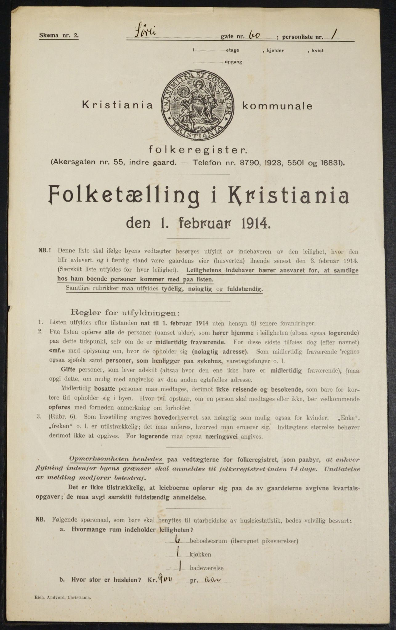 OBA, Kommunal folketelling 1.2.1914 for Kristiania, 1914, s. 107593