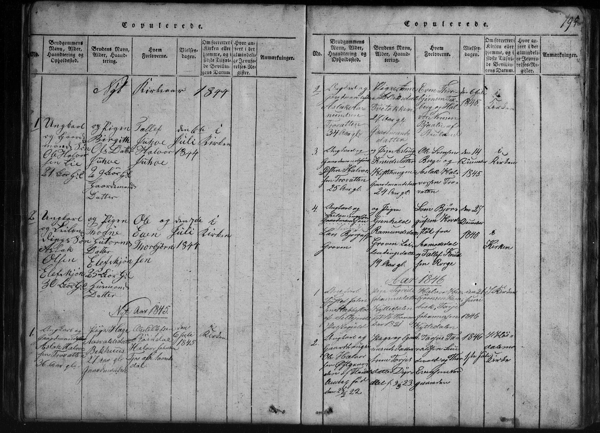 Rauland kirkebøker, AV/SAKO-A-292/G/Gb/L0001: Klokkerbok nr. II 1, 1815-1886, s. 195