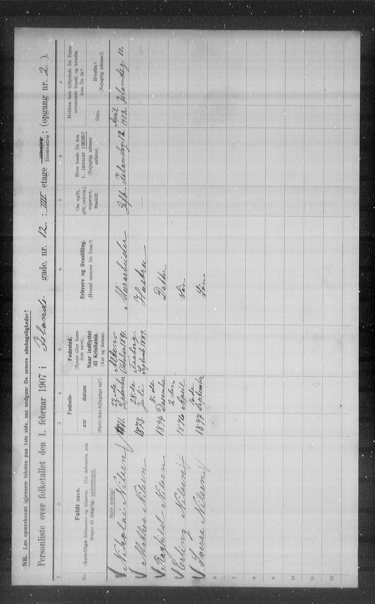 OBA, Kommunal folketelling 1.2.1907 for Kristiania kjøpstad, 1907, s. 22945