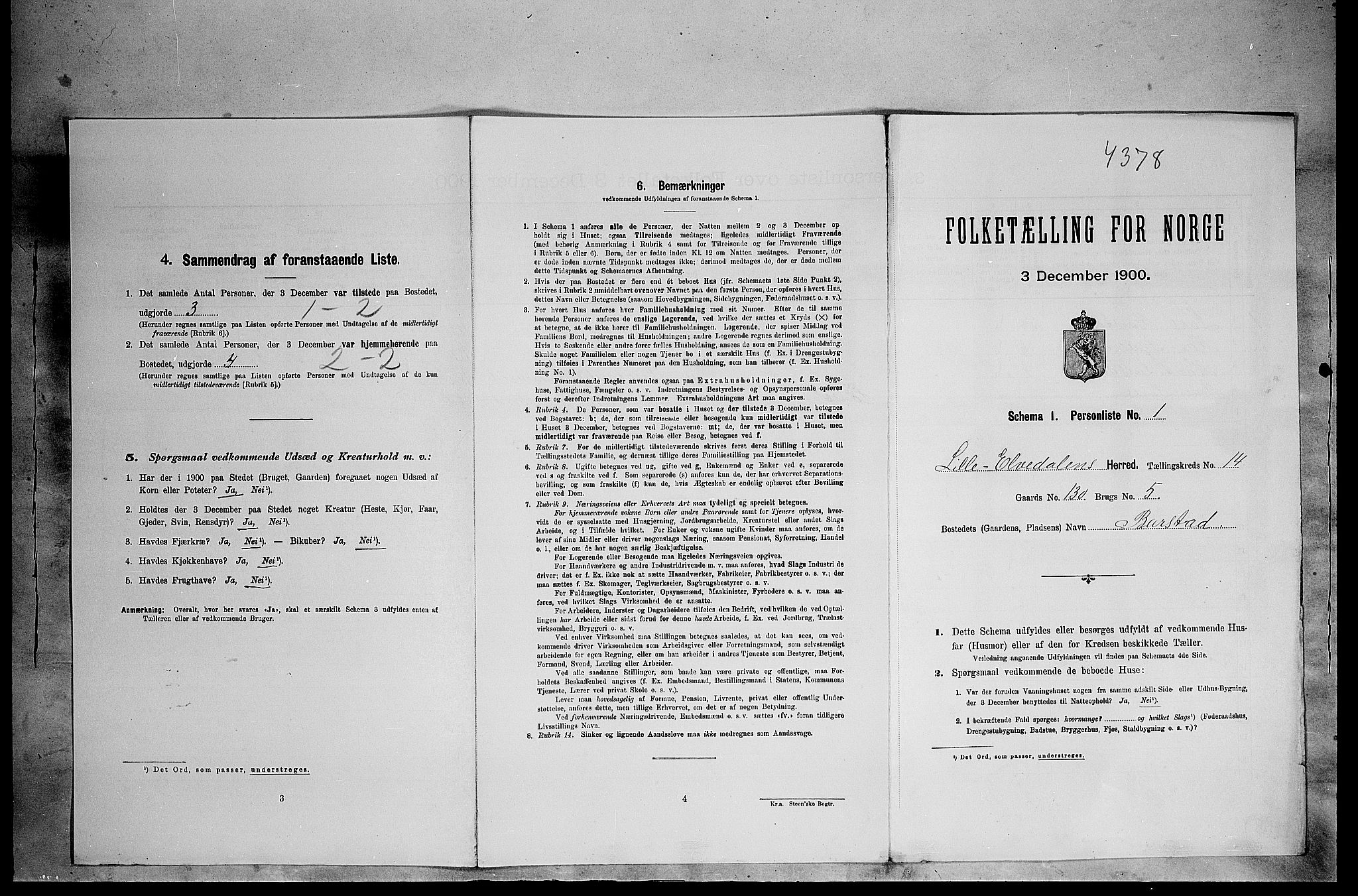 SAH, Folketelling 1900 for 0438 Lille Elvedalen herred, 1900, s. 1032