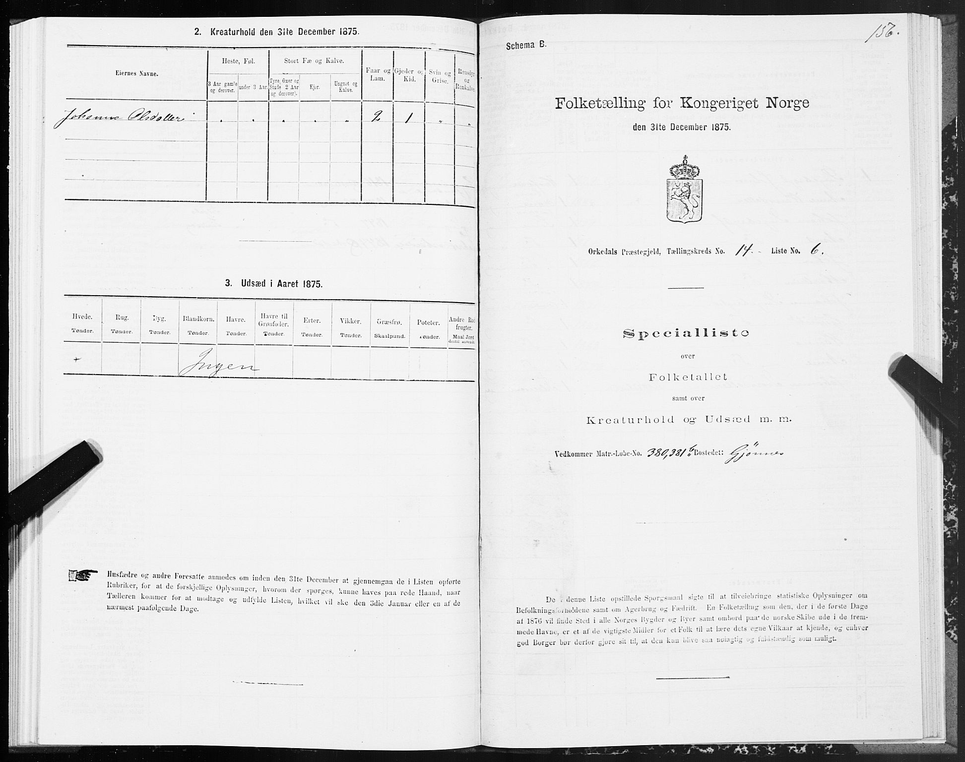 SAT, Folketelling 1875 for 1638P Orkdal prestegjeld, 1875, s. 7156