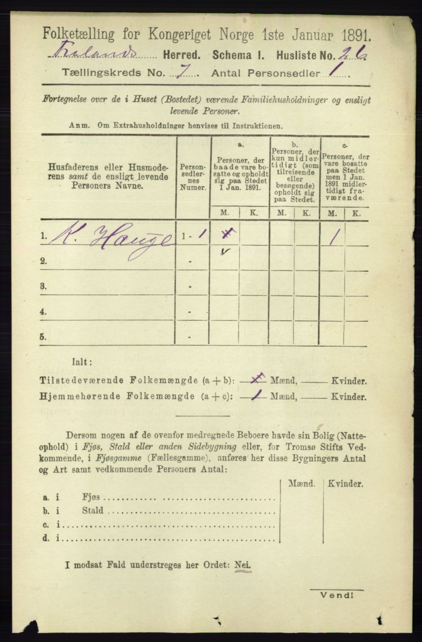 RA, Folketelling 1891 for 0919 Froland herred, 1891, s. 2650