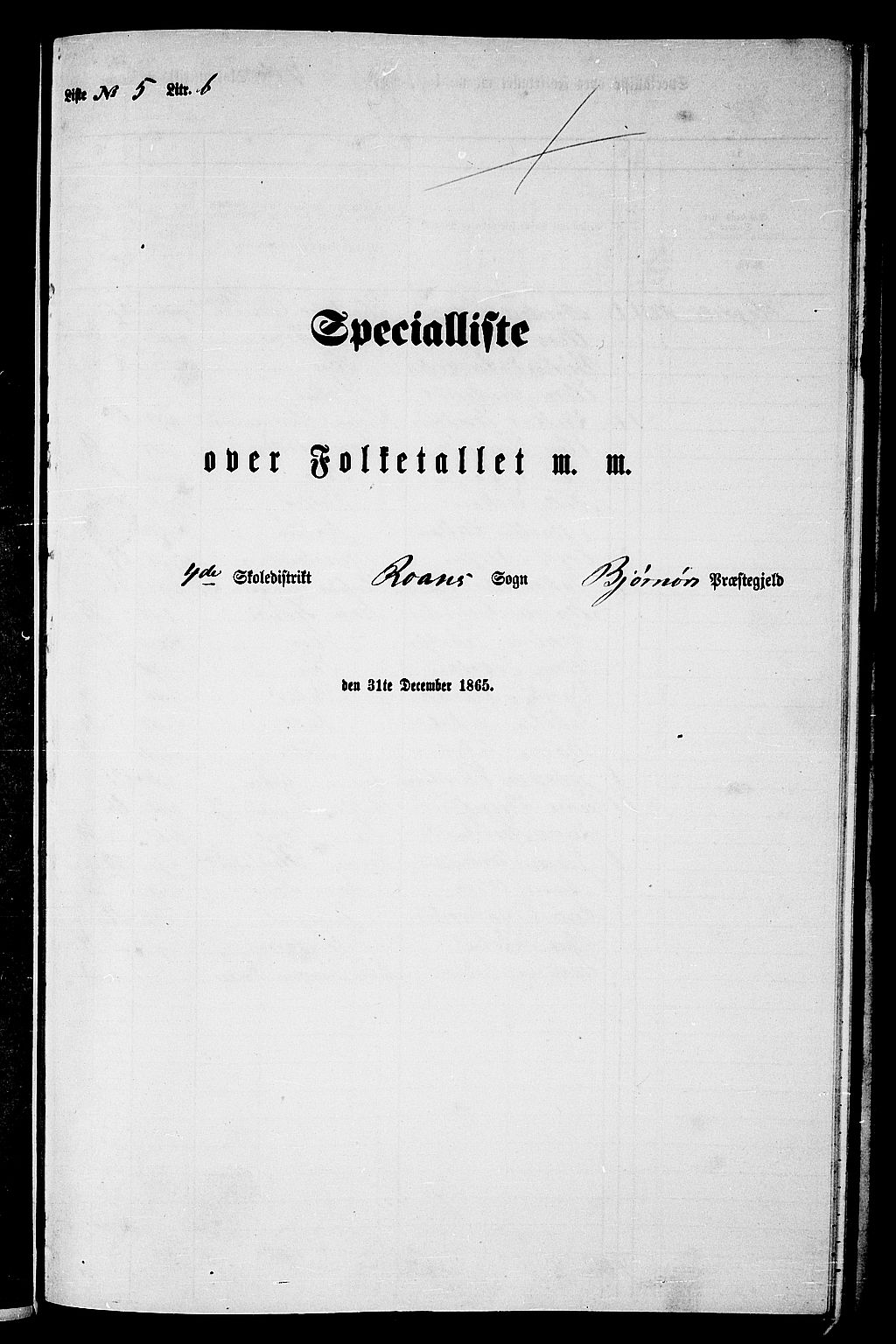 RA, Folketelling 1865 for 1632P Bjørnør prestegjeld, 1865, s. 85