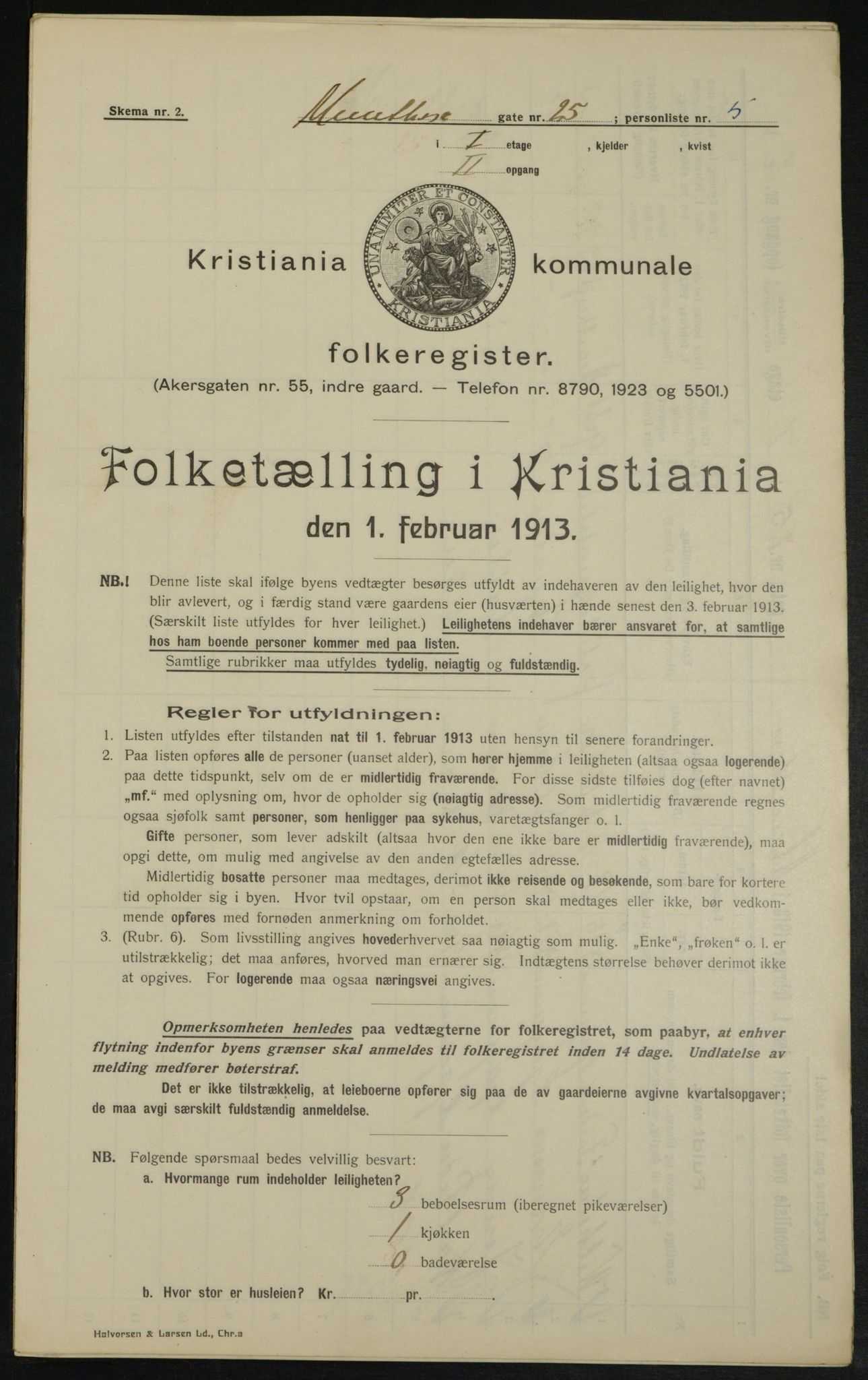 OBA, Kommunal folketelling 1.2.1913 for Kristiania, 1913, s. 68068