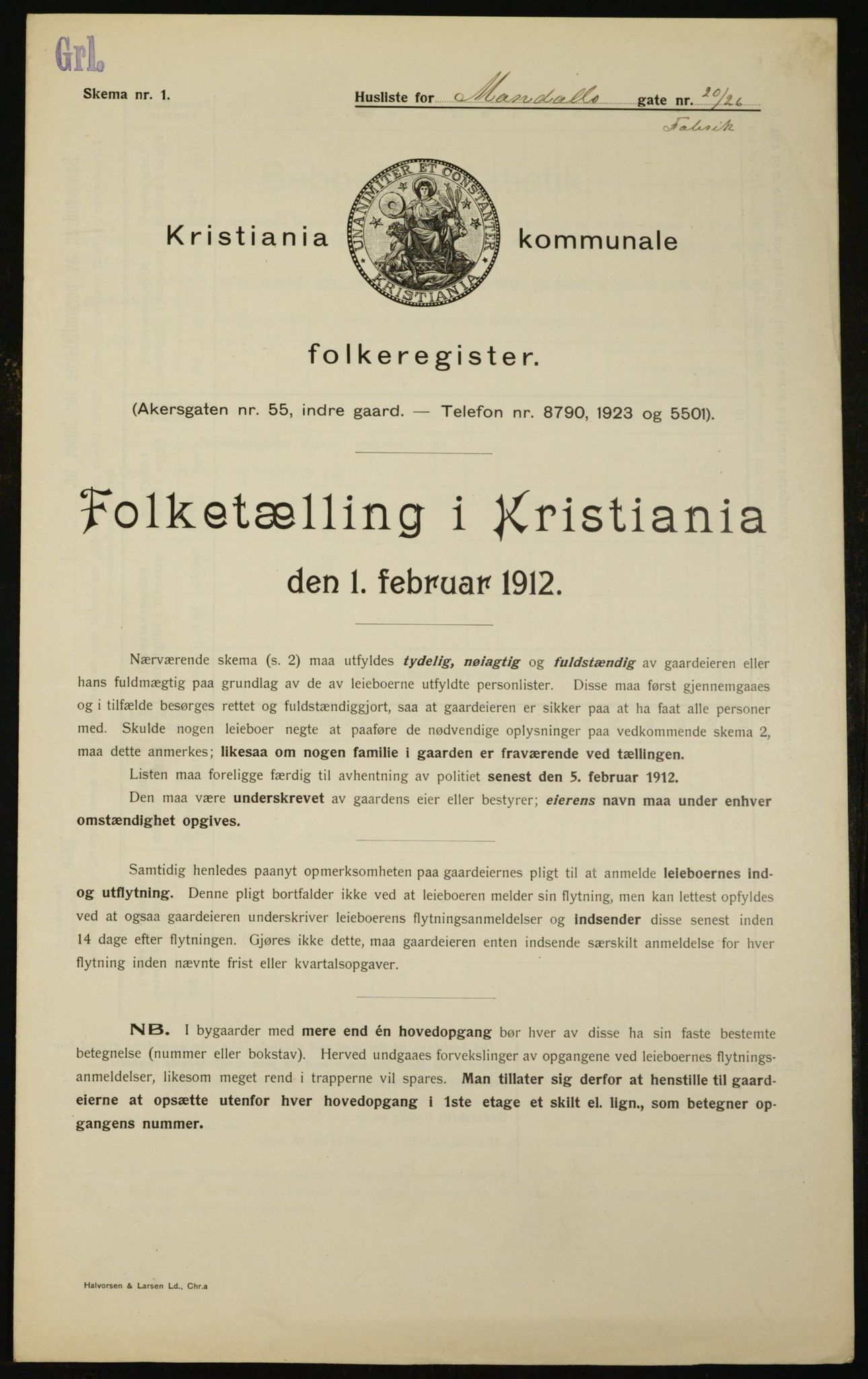 OBA, Kommunal folketelling 1.2.1912 for Kristiania, 1912, s. 60780