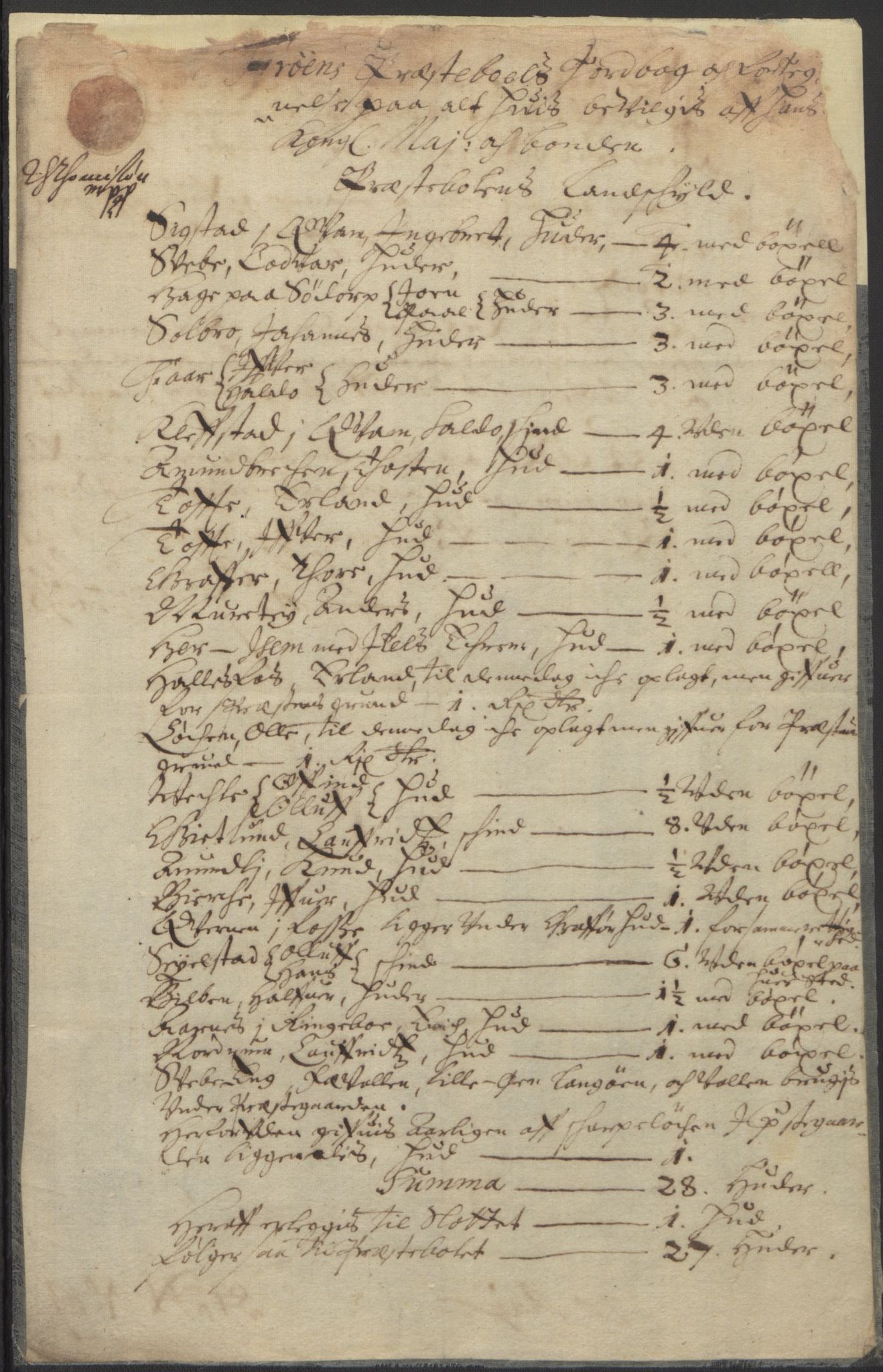 Rentekammeret inntil 1814, Realistisk ordnet avdeling, RA/EA-4070/L/L0010/0005: Oppland lagdømme: / Jordebøker for prestebolene, 1661