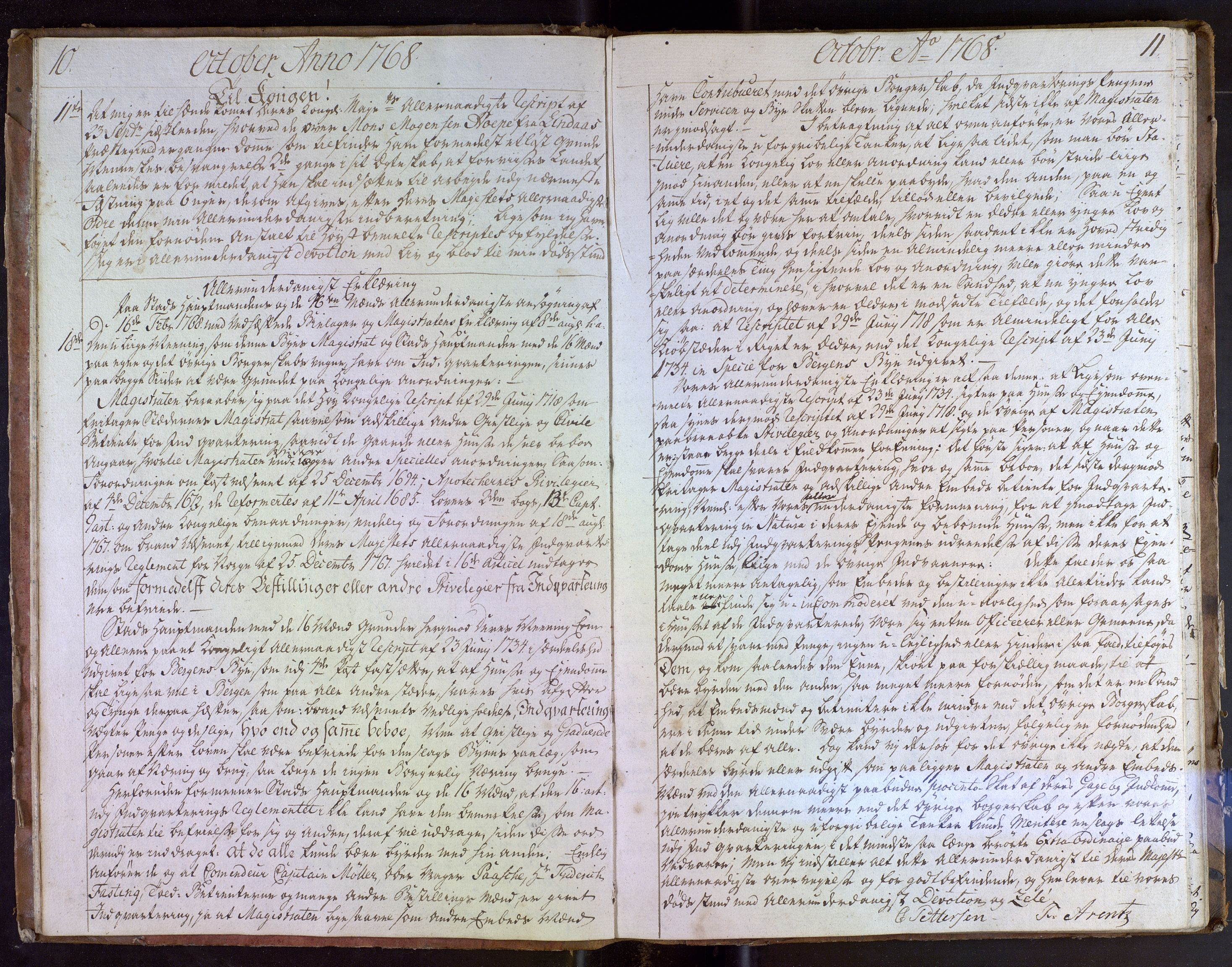 Stiftamtmannen i Bergen, AV/SAB-A-100006/A/Ab/L0005: Lnr. 27: Erklæringsbok, 1768-1769