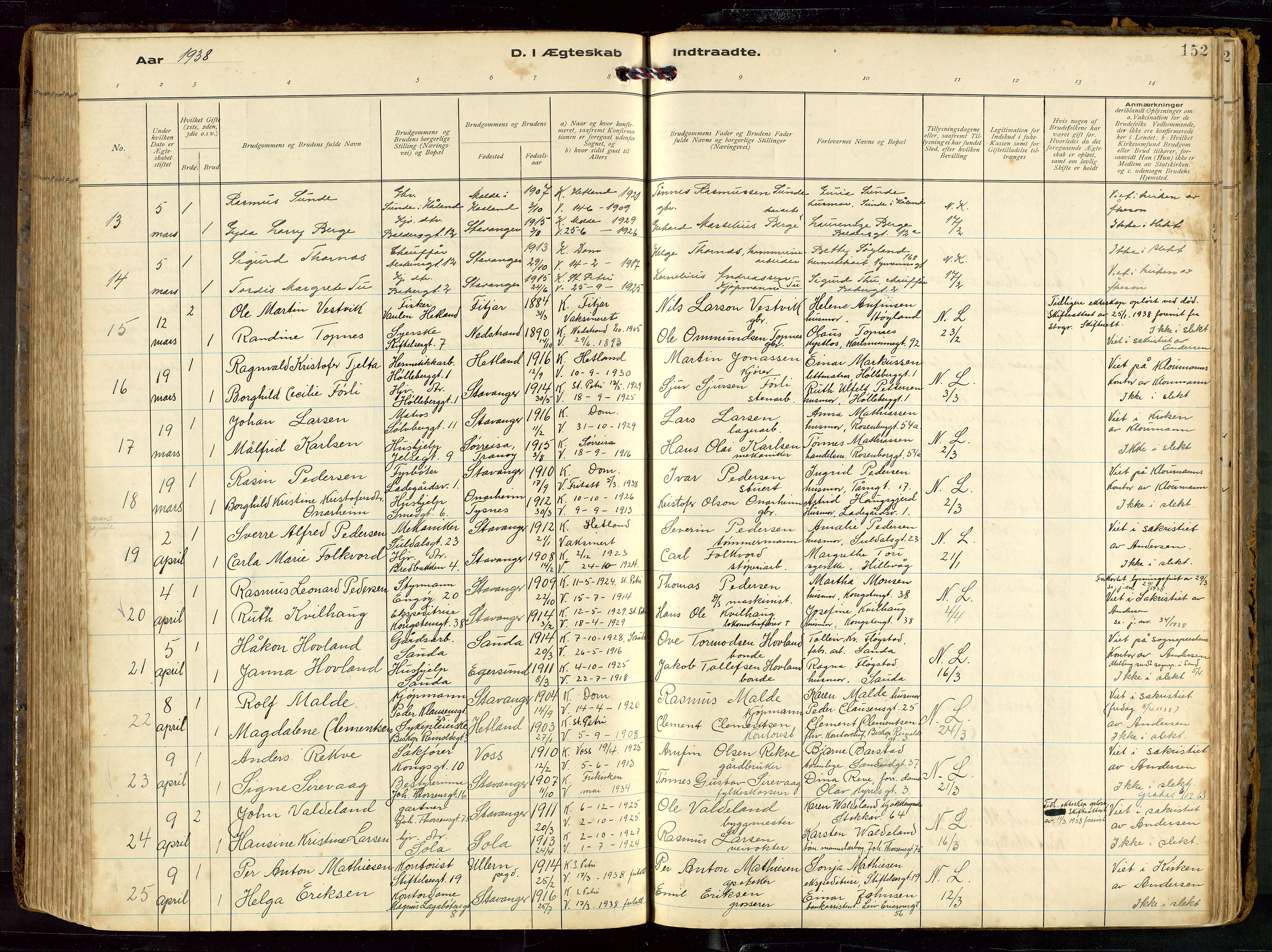 St. Petri sokneprestkontor, AV/SAST-A-101813/002/D/L0002: Ministerialbok nr. A 27, 1921-1942, s. 152