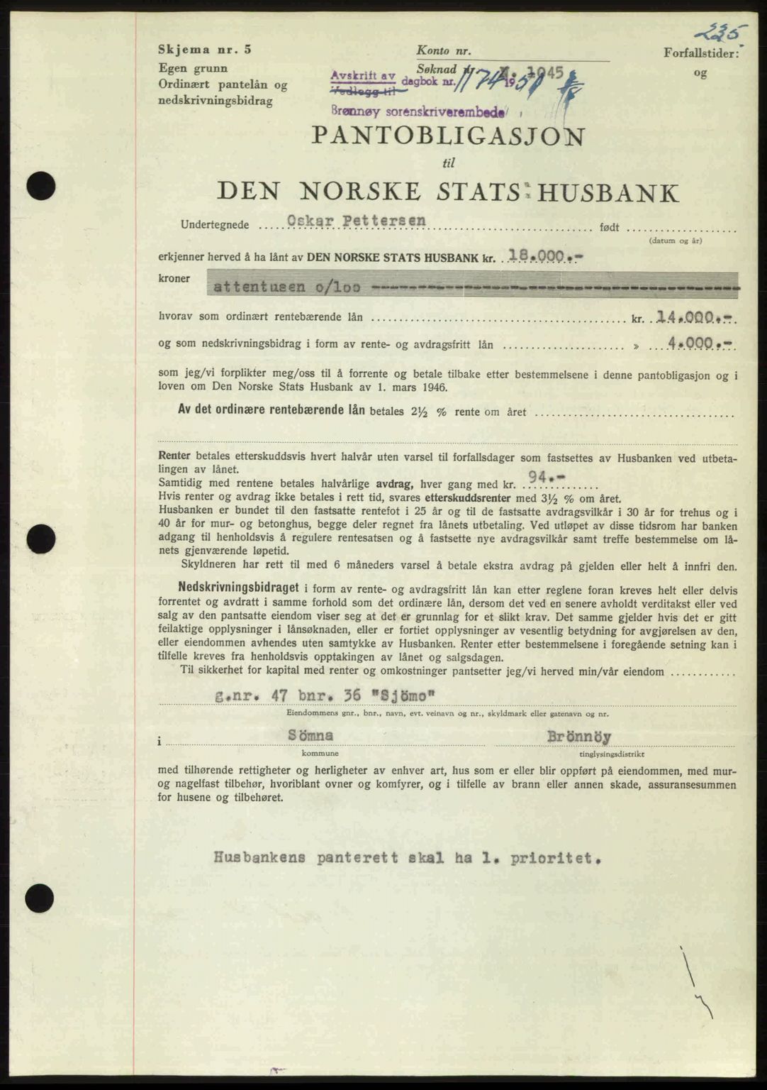 Brønnøy sorenskriveri, SAT/A-4170/1/2/2C: Pantebok nr. 36, 1950-1950, Dagboknr: 1174/1950