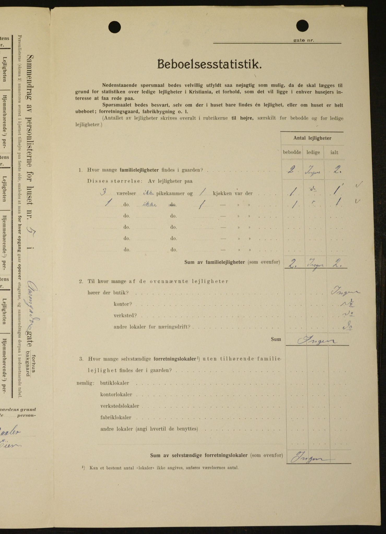 OBA, Kommunal folketelling 1.2.1909 for Kristiania kjøpstad, 1909, s. 118945