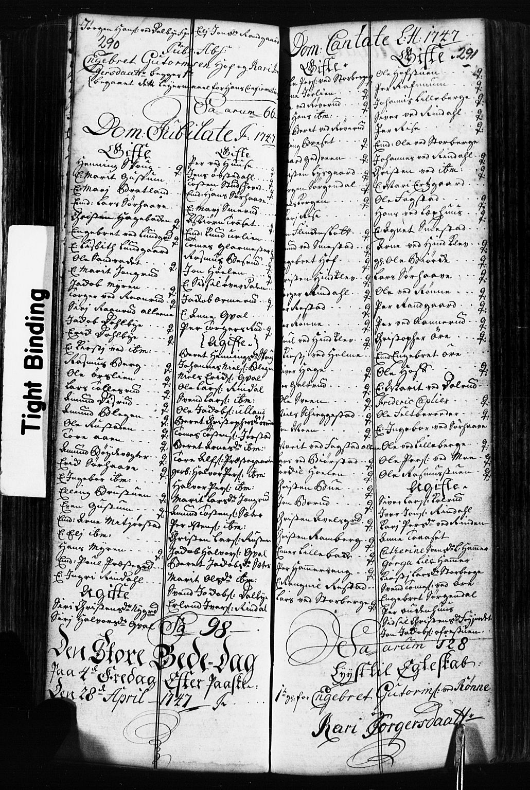 Fåberg prestekontor, AV/SAH-PREST-086/H/Ha/Hab/L0002: Klokkerbok nr. 2, 1741-1756, s. 290-291