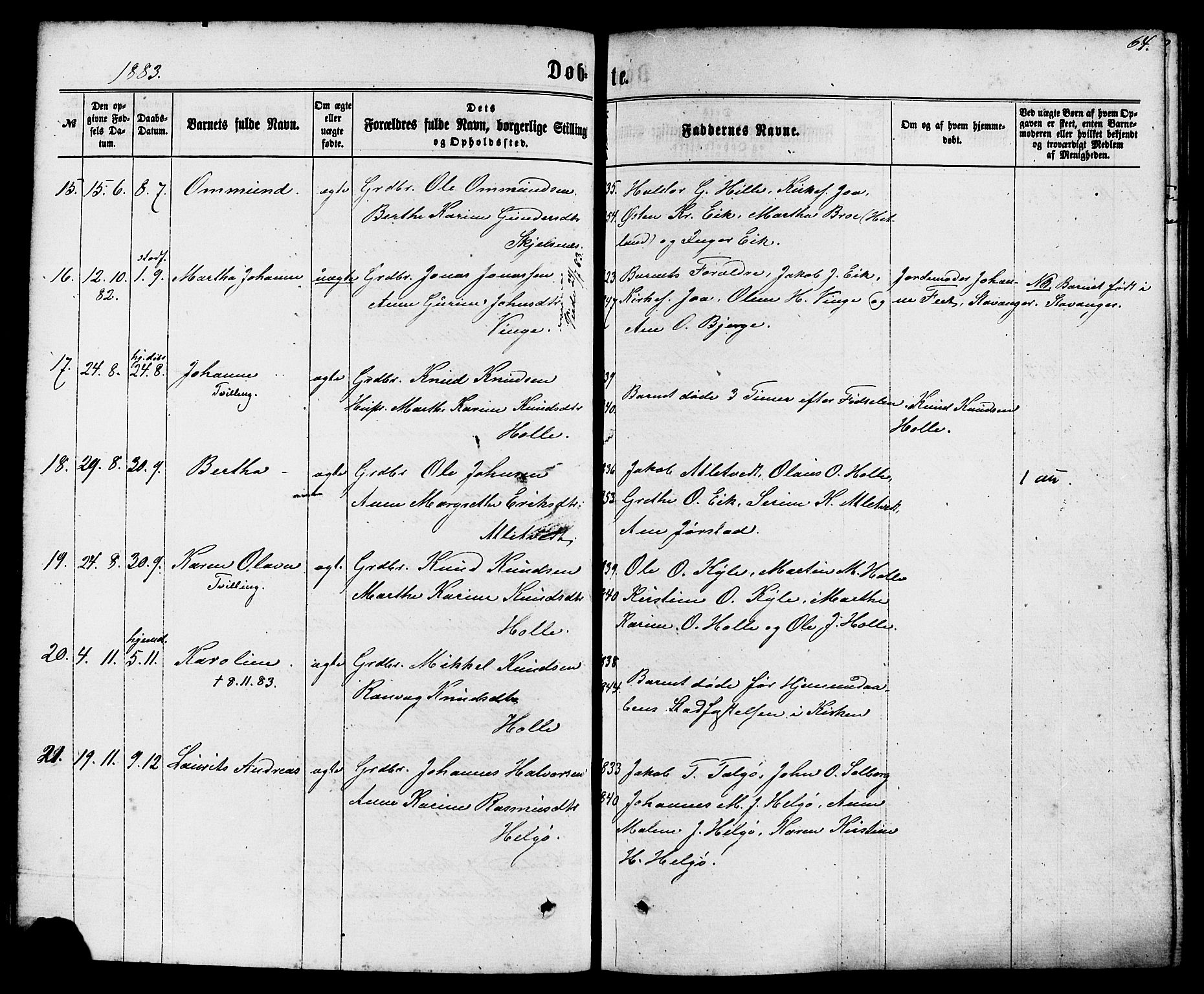 Nedstrand sokneprestkontor, AV/SAST-A-101841/01/IV: Ministerialbok nr. A 10, 1861-1887, s. 64