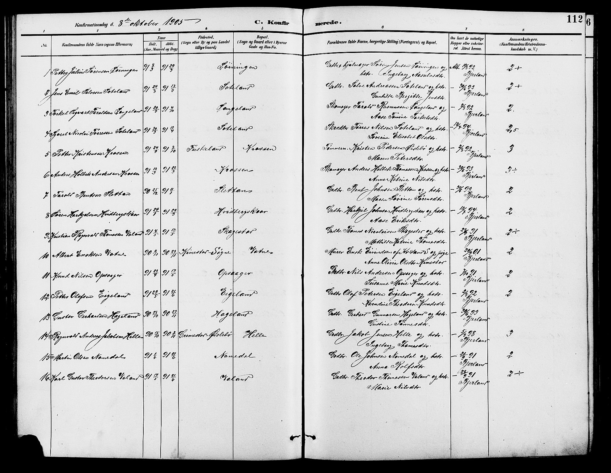 Holum sokneprestkontor, AV/SAK-1111-0022/F/Fb/Fba/L0005: Klokkerbok nr. B 5, 1891-1909, s. 112