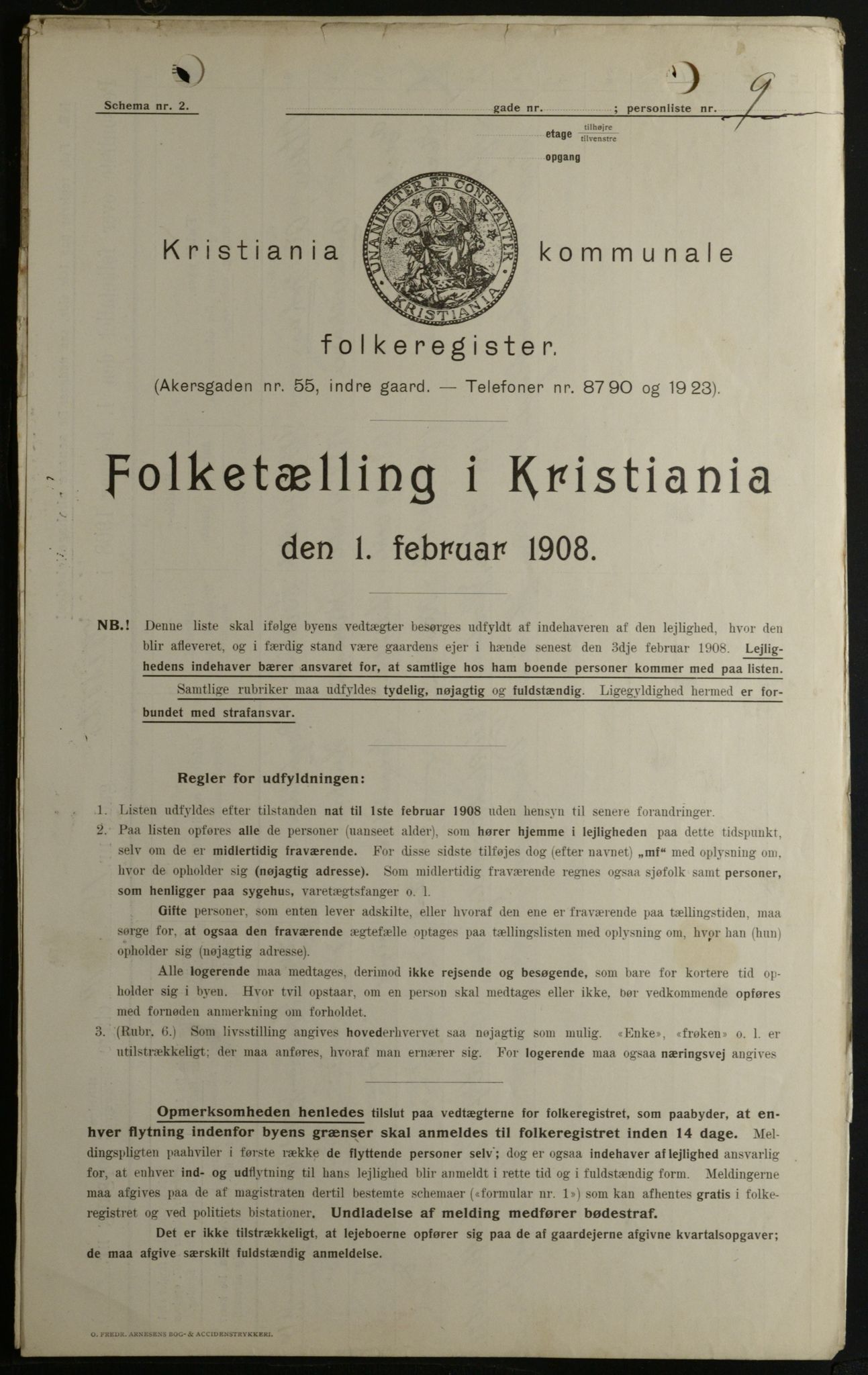 OBA, Kommunal folketelling 1.2.1908 for Kristiania kjøpstad, 1908, s. 115071