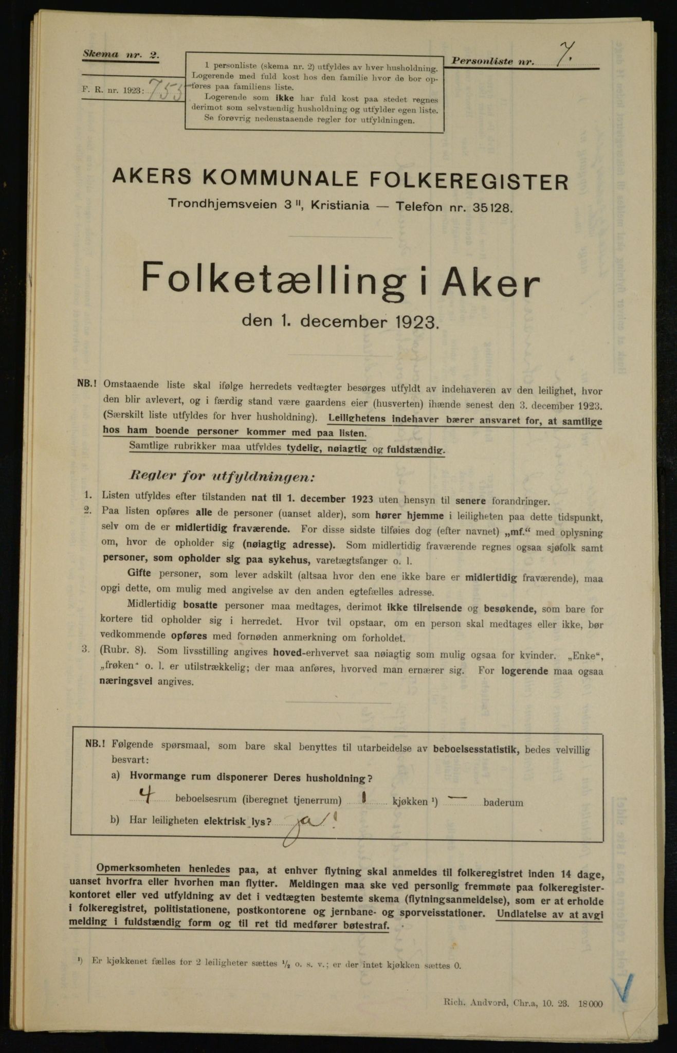 , Kommunal folketelling 1.12.1923 for Aker, 1923, s. 41273