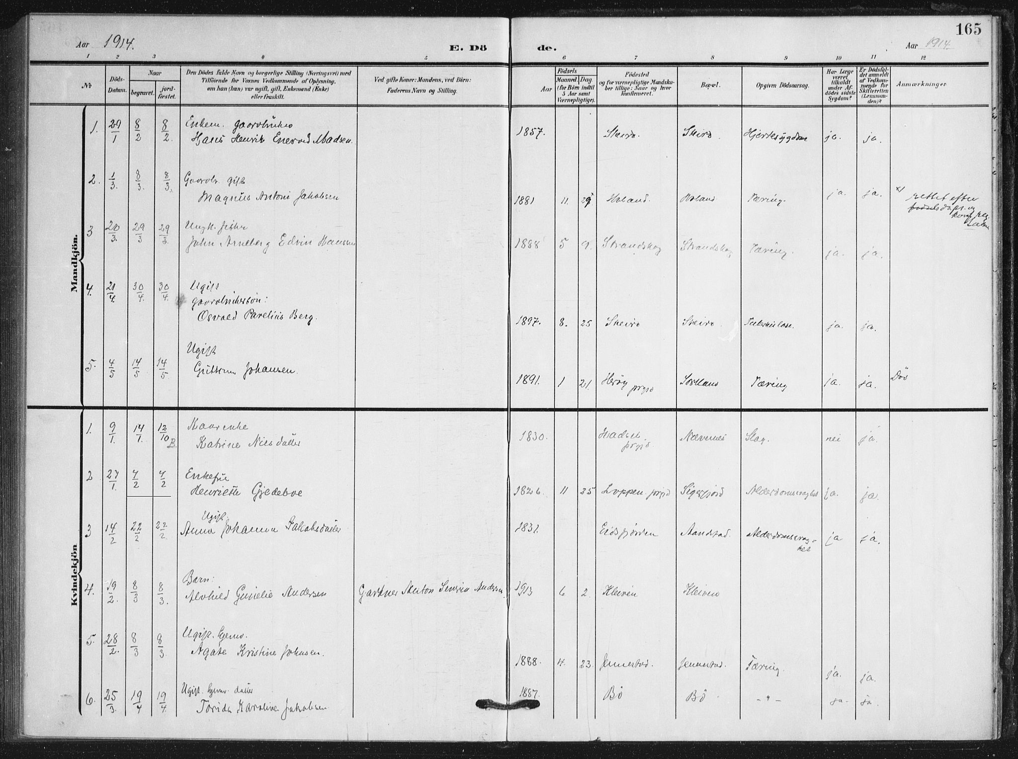 Ministerialprotokoller, klokkerbøker og fødselsregistre - Nordland, SAT/A-1459/895/L1373: Ministerialbok nr. 895A08, 1905-1915, s. 165